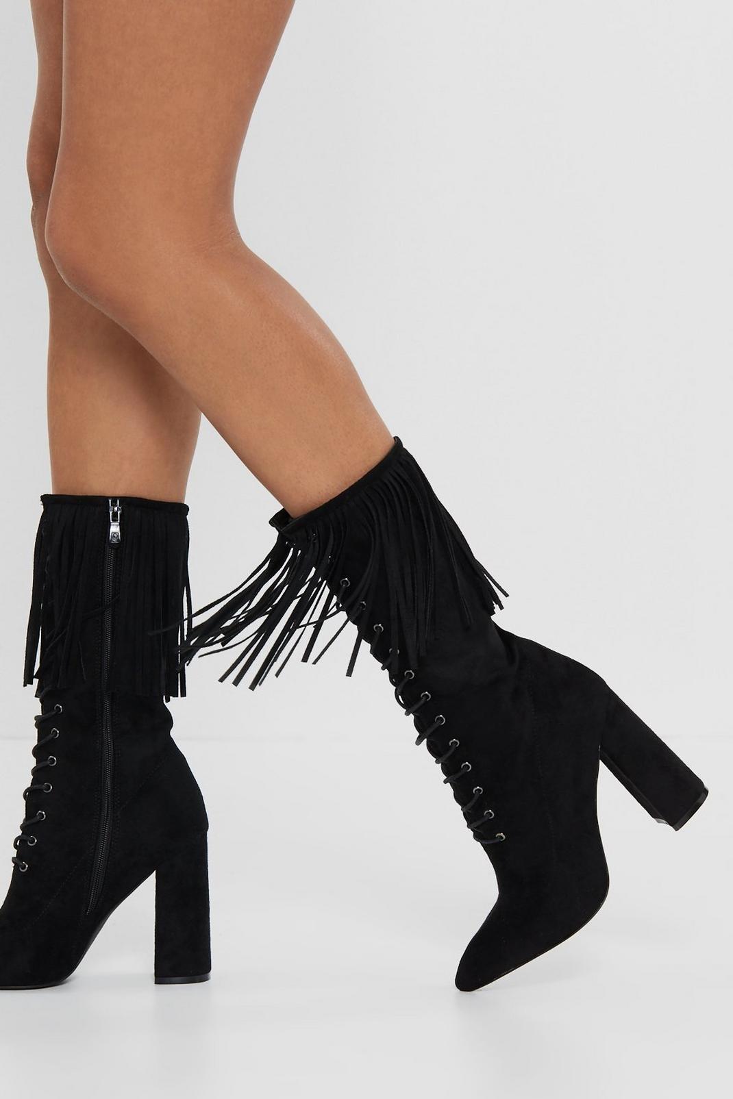Sway to Go Fringe Faux Suede Boot image number 1