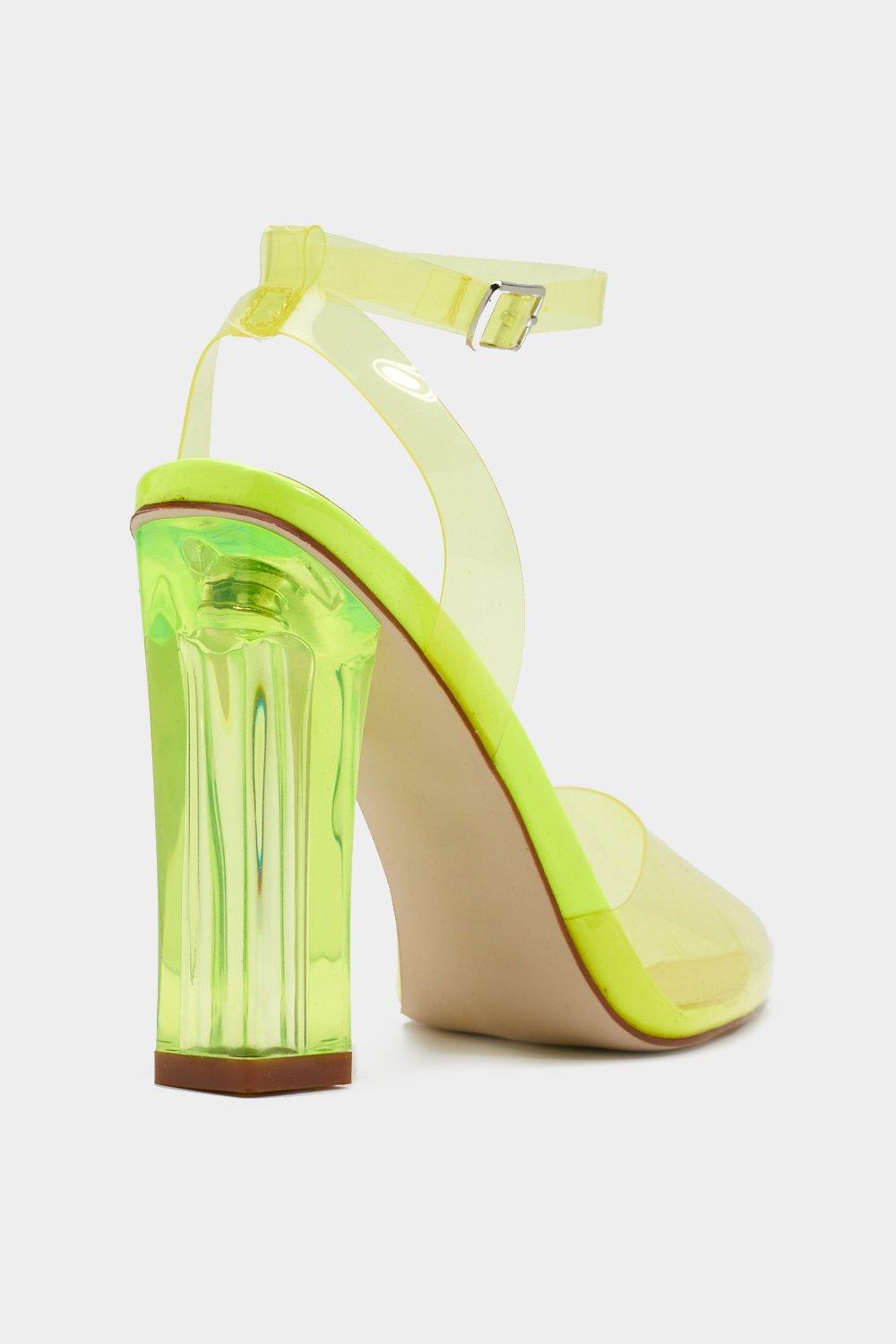 Neon recognized green perspex heels