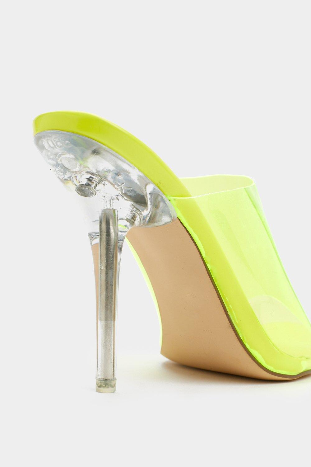 Neon Light District Clear Mule Nasty Gal