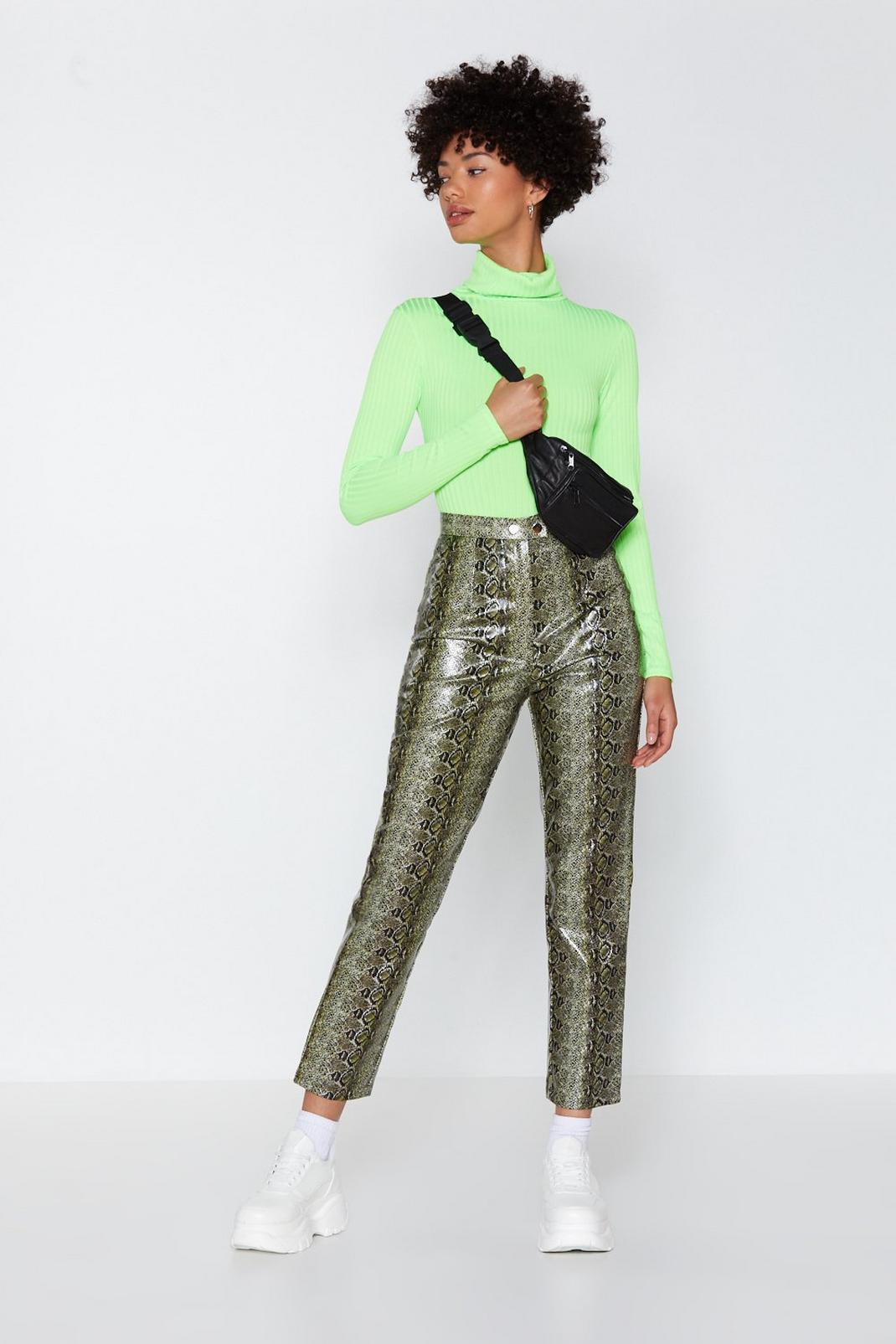 FF-Snake Faux Leather Pants image number 1
