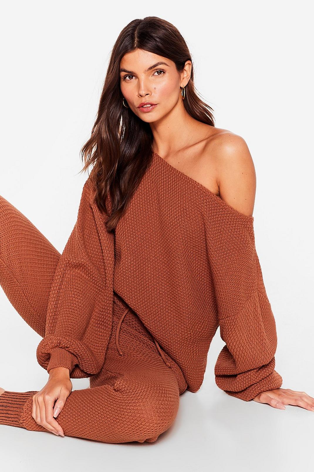 Rust Knit Jumper and Tracksuit Pants Set image number 1