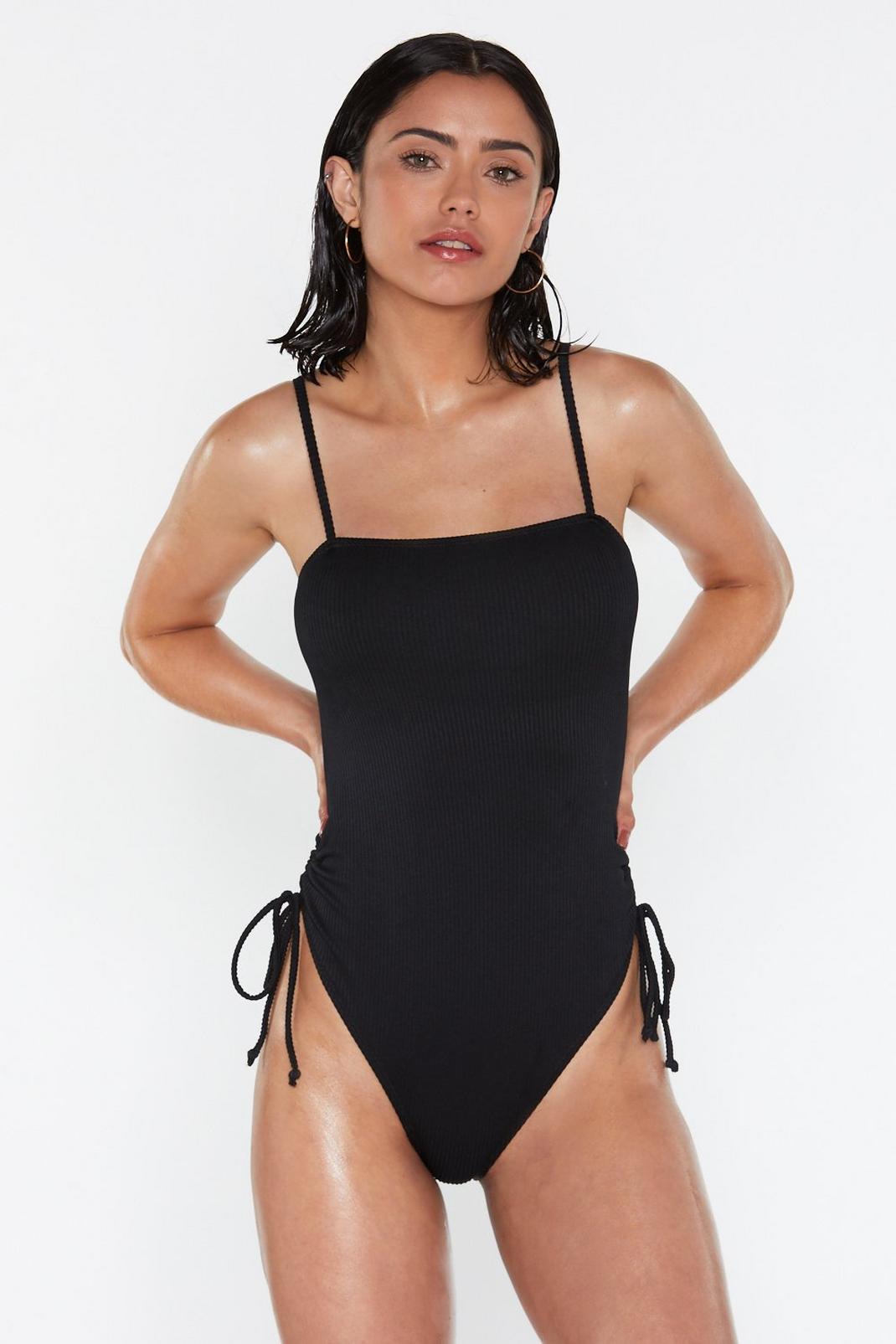 High By the Beach Ruched High-Leg Swimsuit image number 1