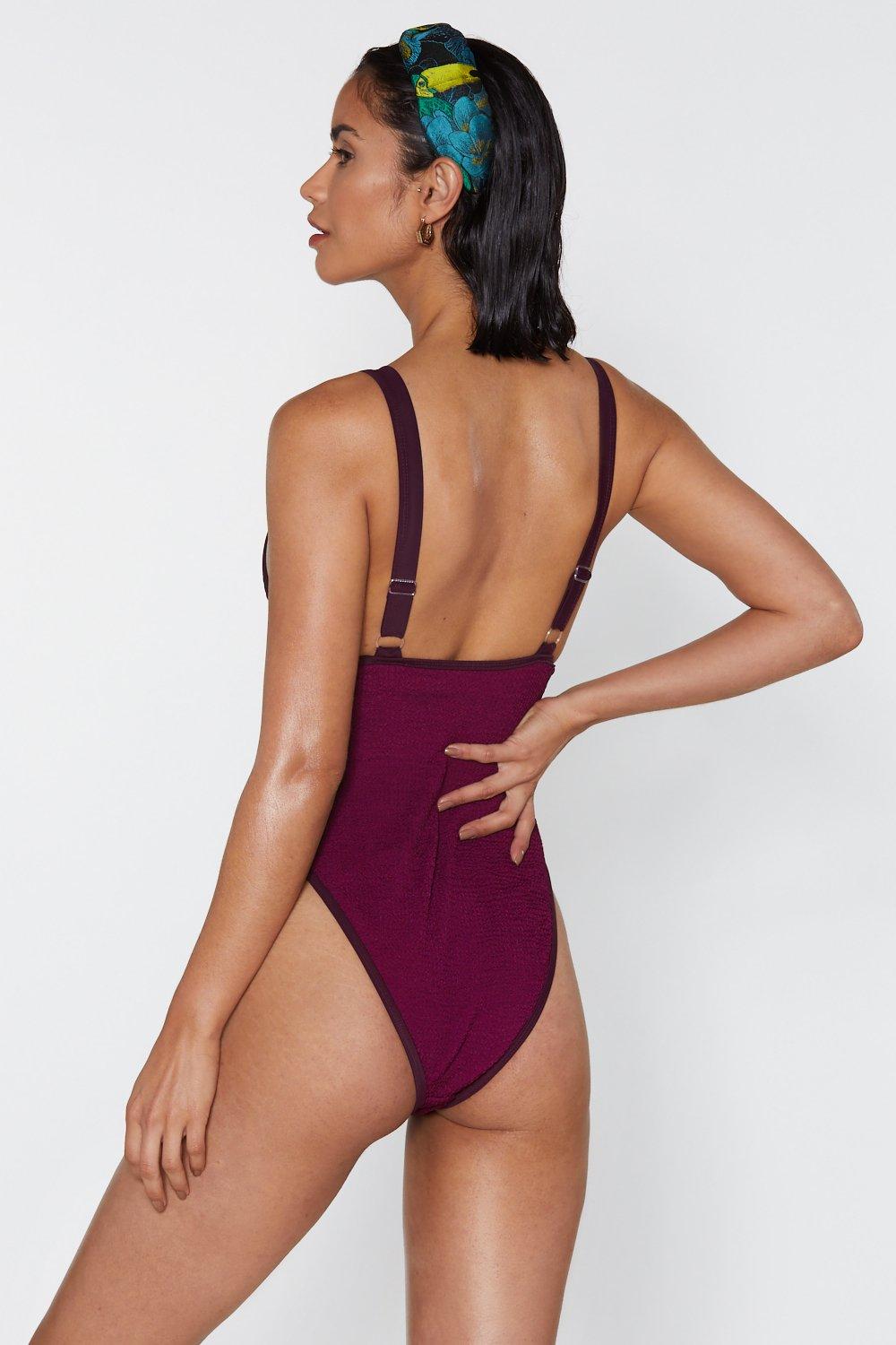 Recycled Crinkle O-Ring Cut Out Swimsuit