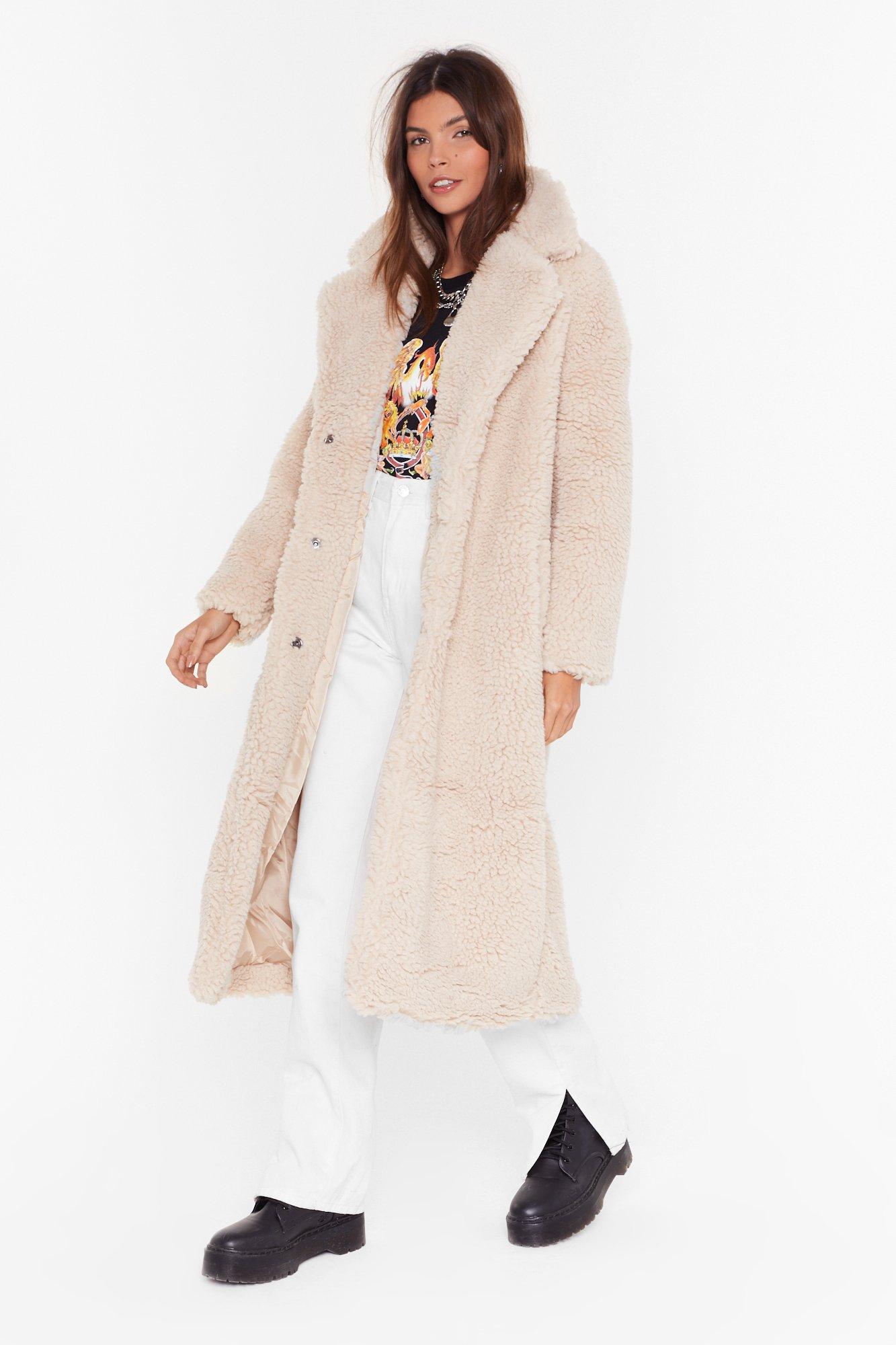 shearling longline coat