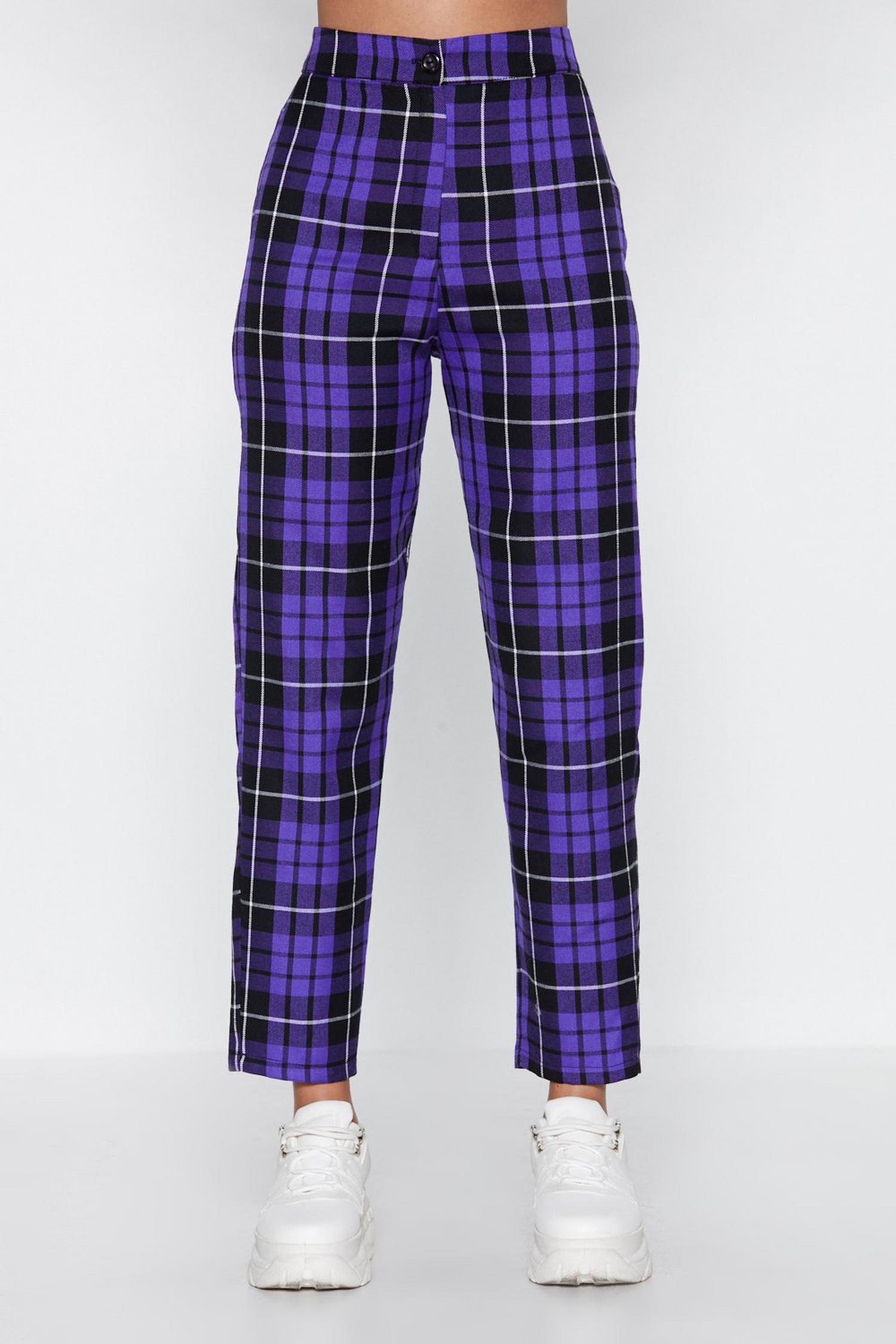 high waisted plaid flare pants