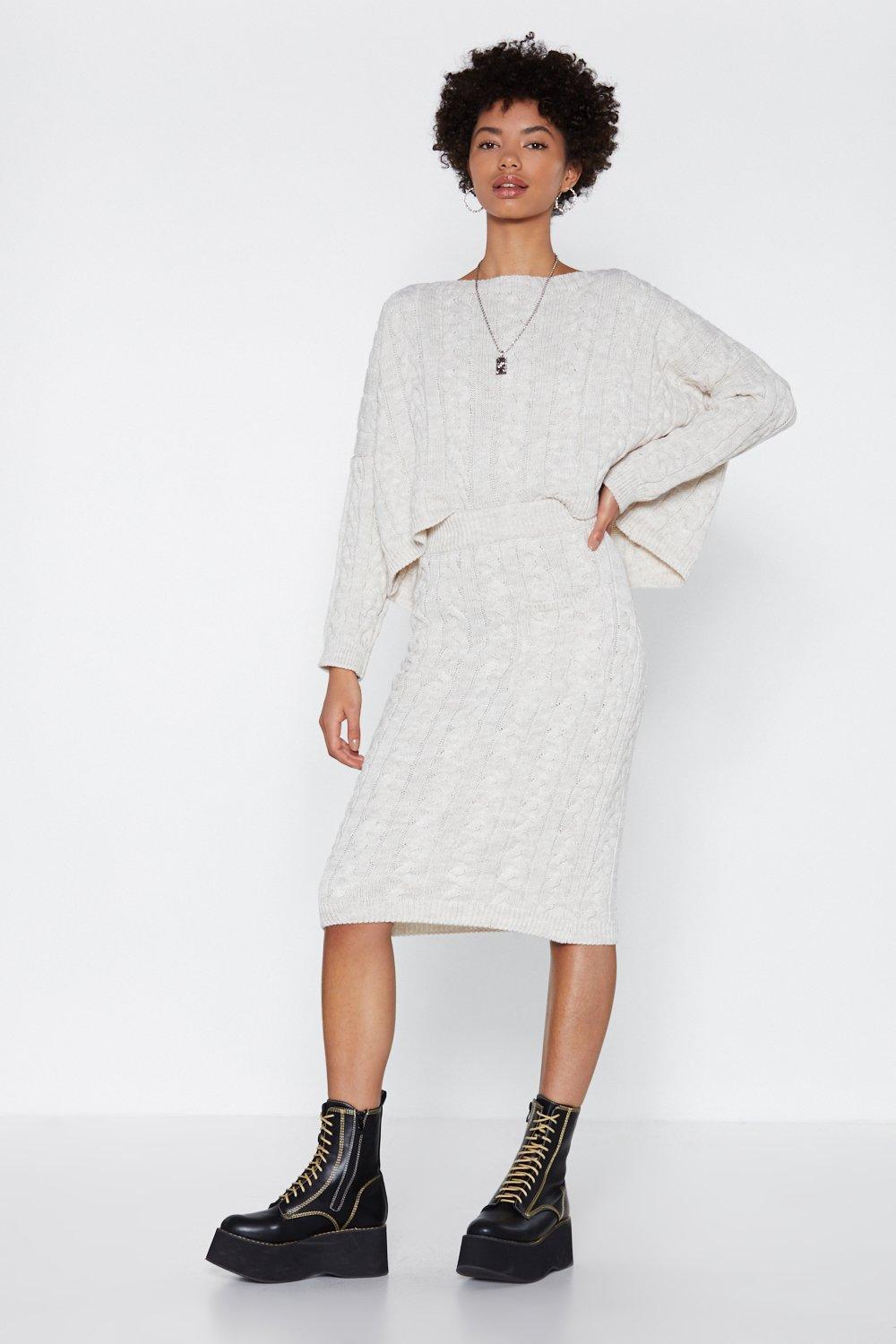 Knit Down With Me Sweater and Midi Skirt Set