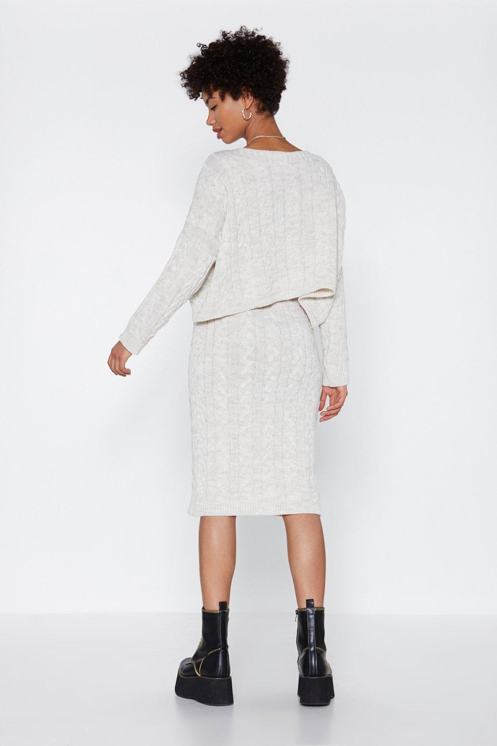 Knit Down With Me Sweater and Midi Skirt Set