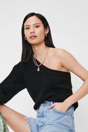 My One and Only One Shoulder Sweater black