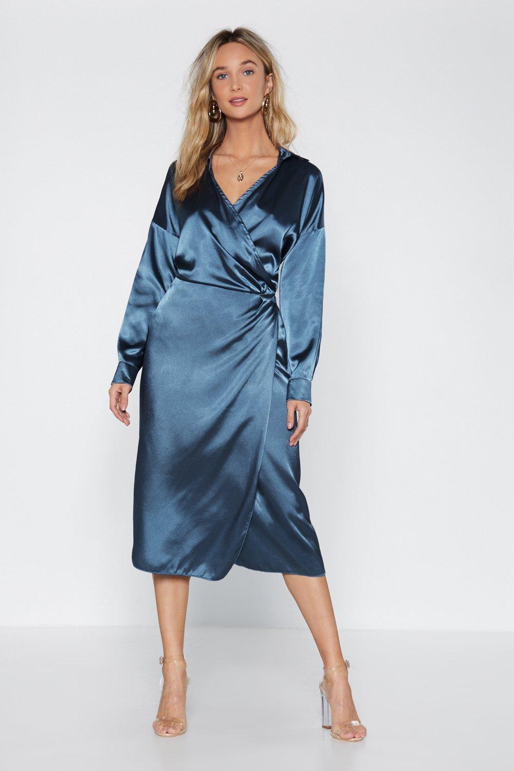 satin silk wrap dress