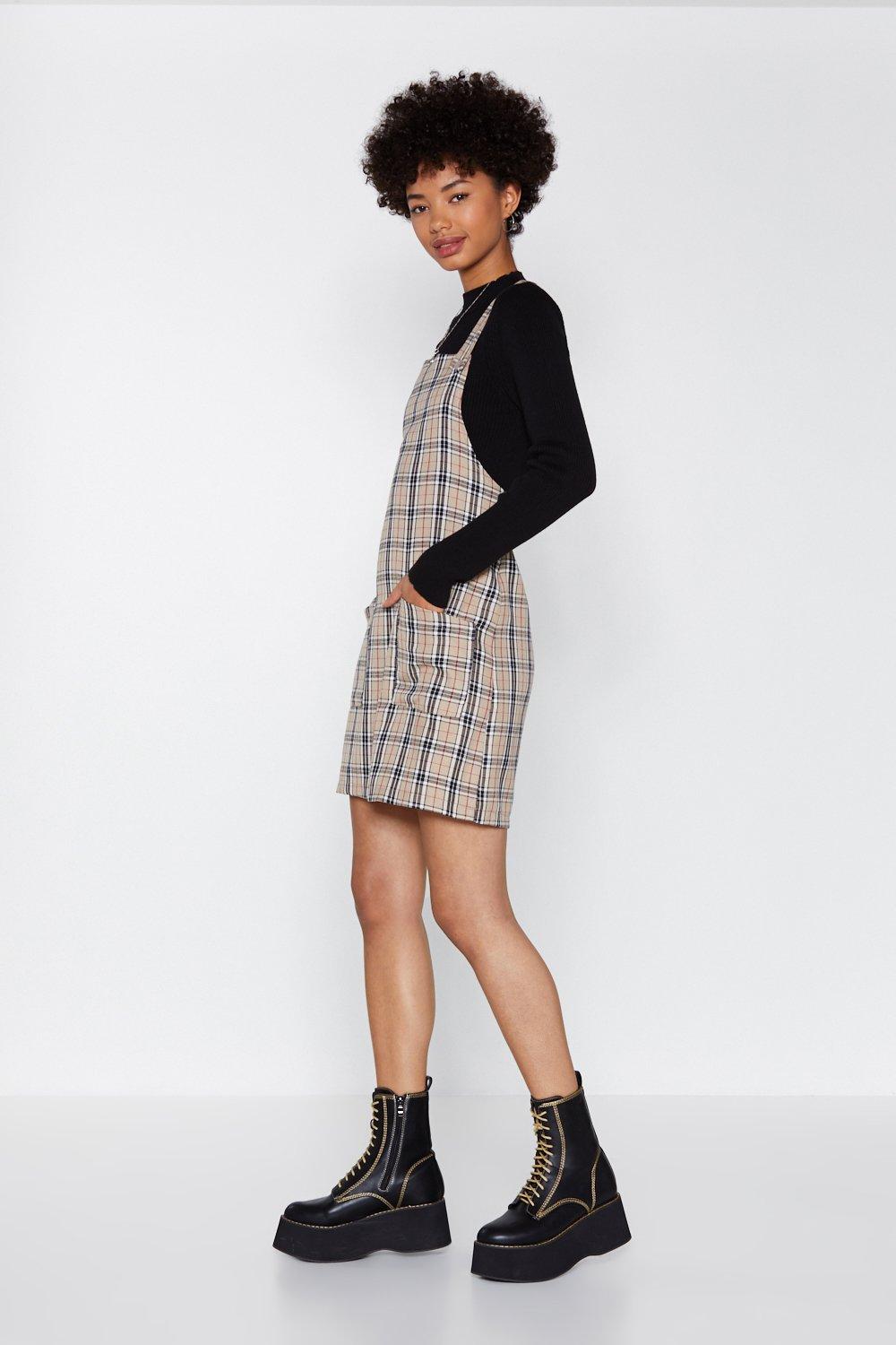 Check pinafore clearance dress