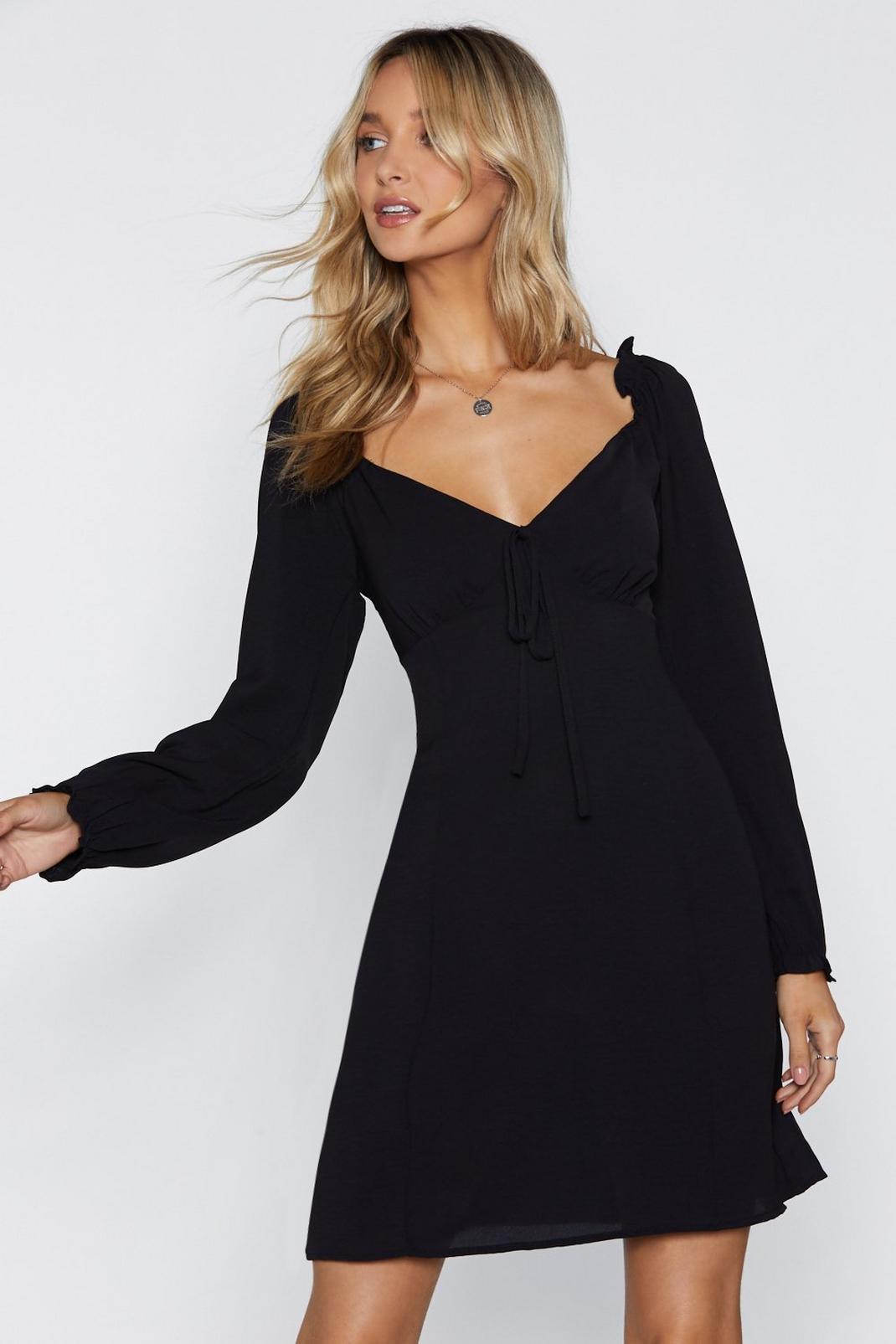 Black Straight From the Shoulder Fit & Flare Dress image number 1