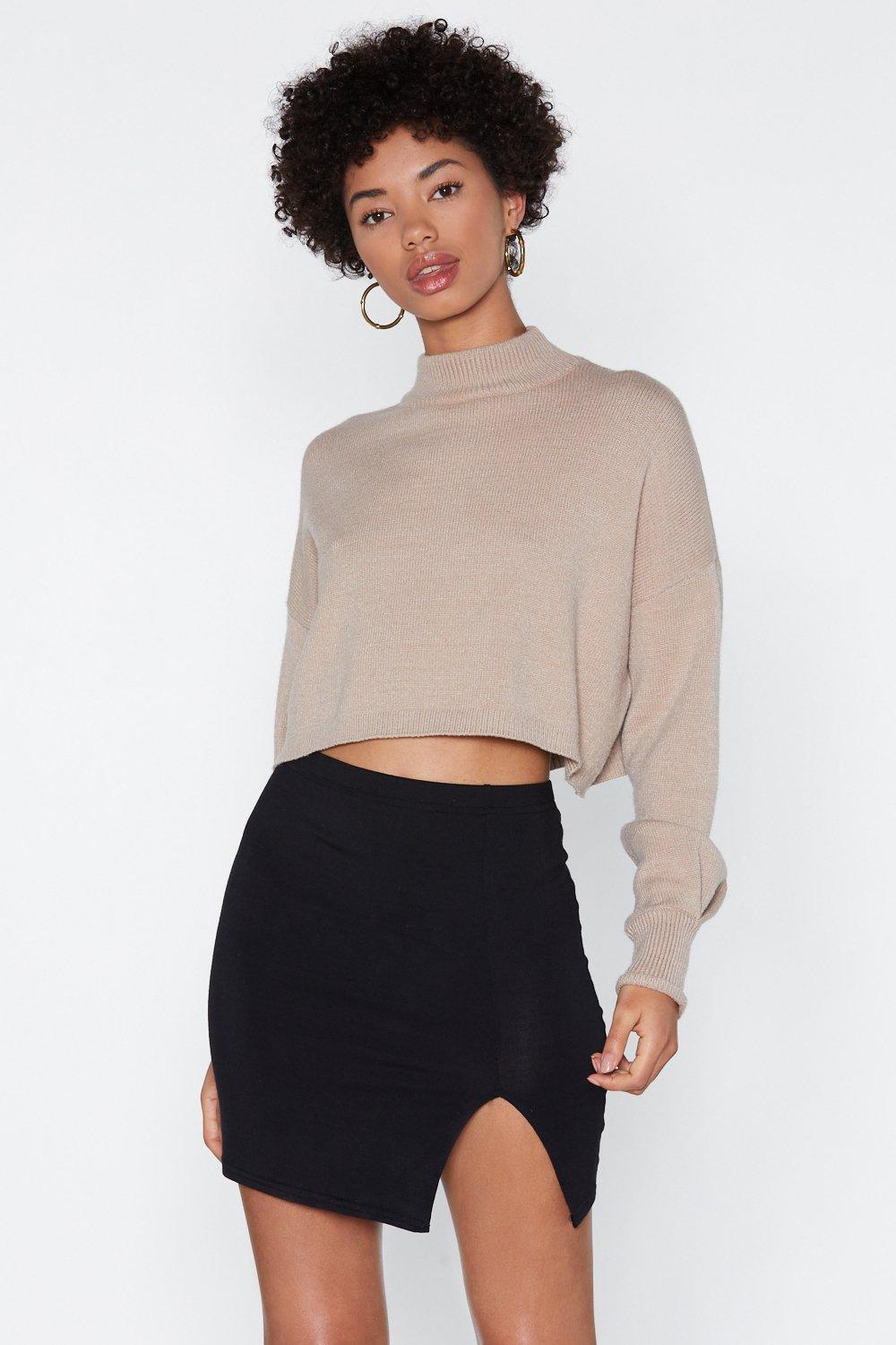 High-Waisted Bodycon Mini Slit Skirt 