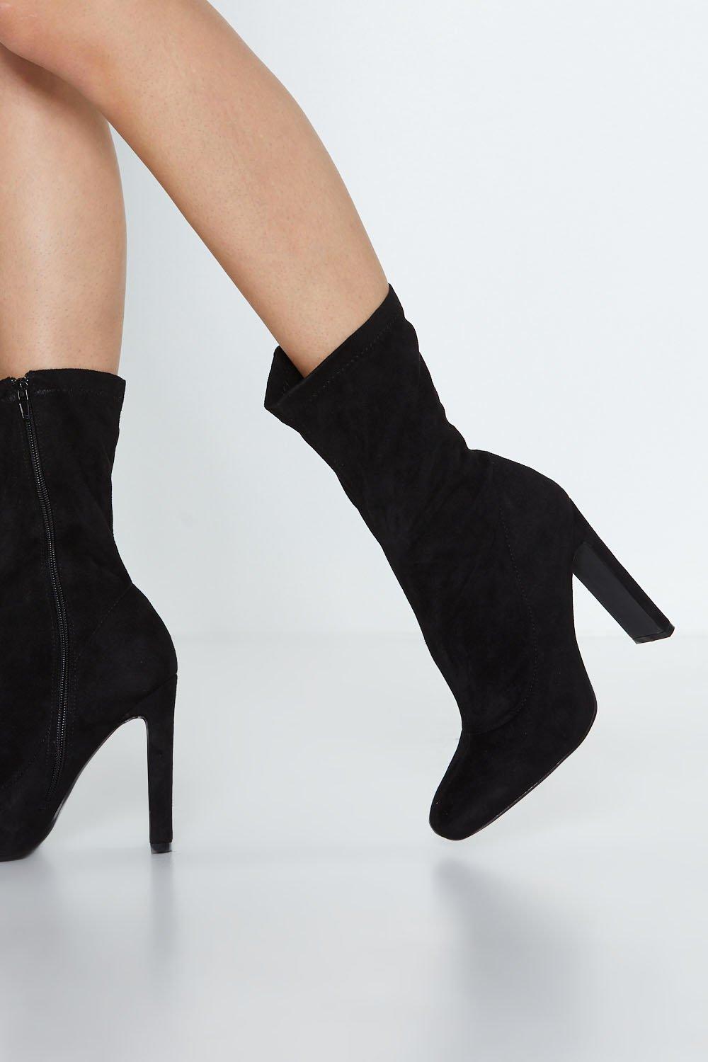 black suede high ankle boots