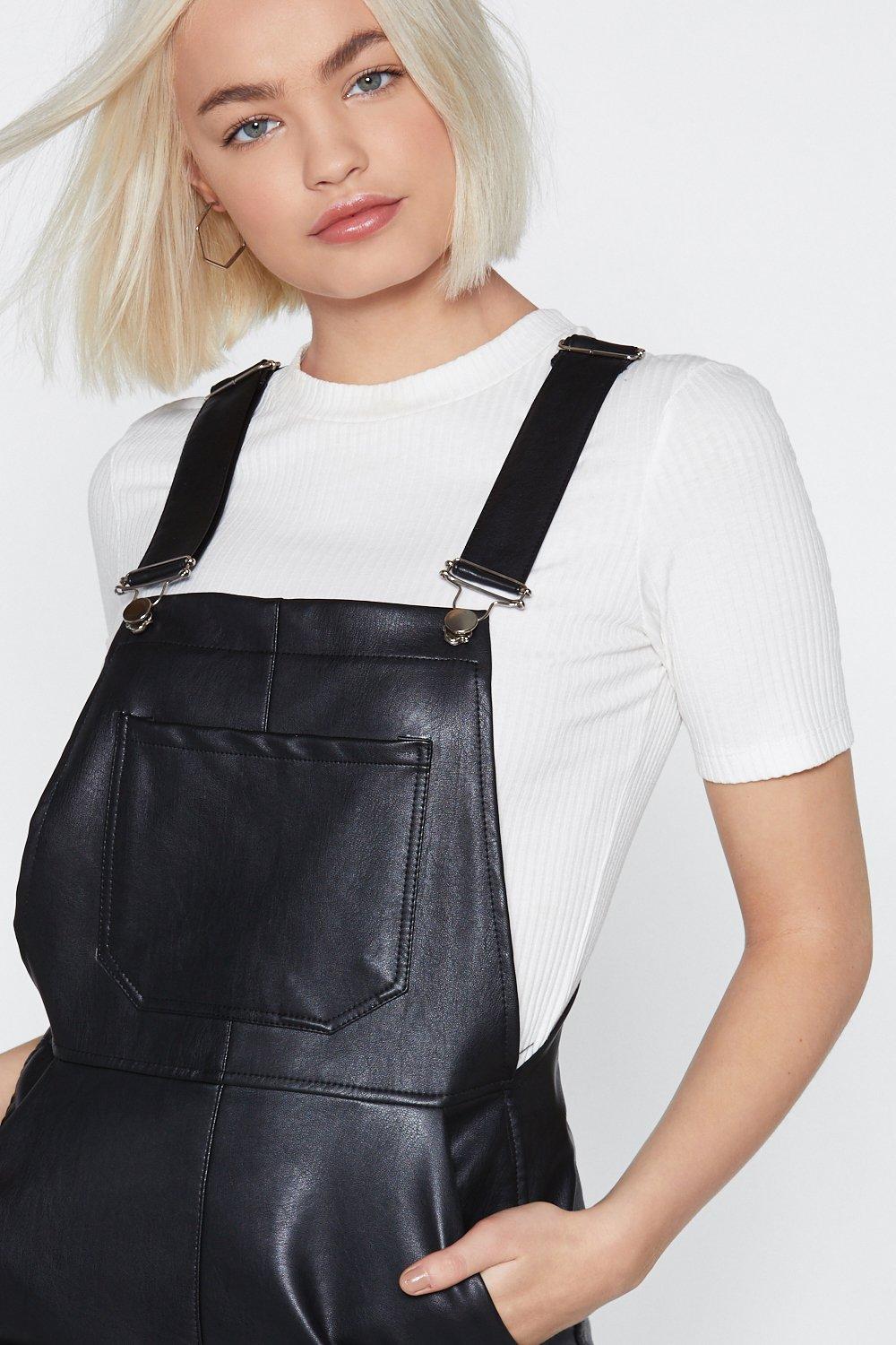 Faux leather dungaree outlet dress