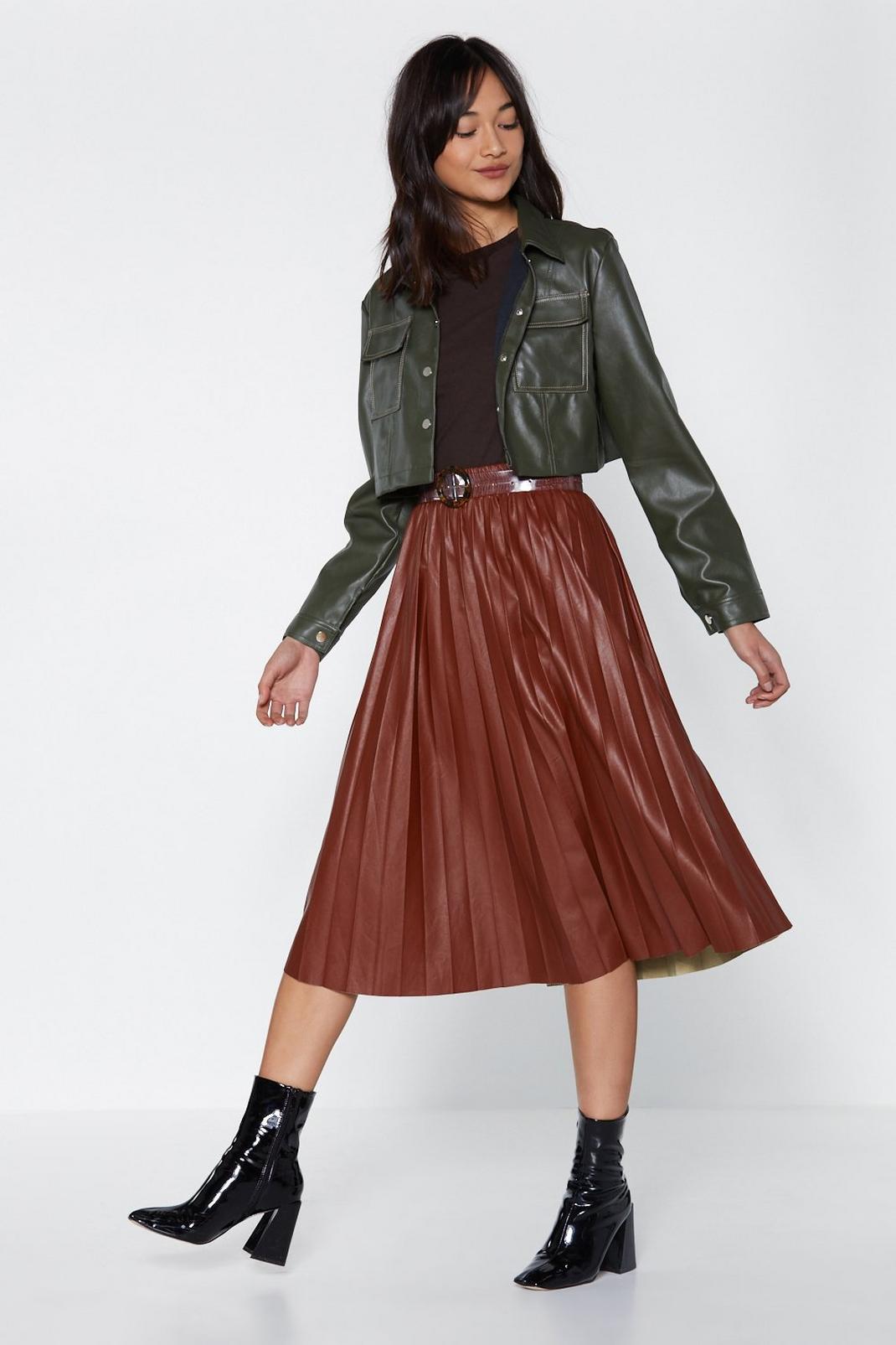 Pleat Moves Faux Leather Skirt image number 1