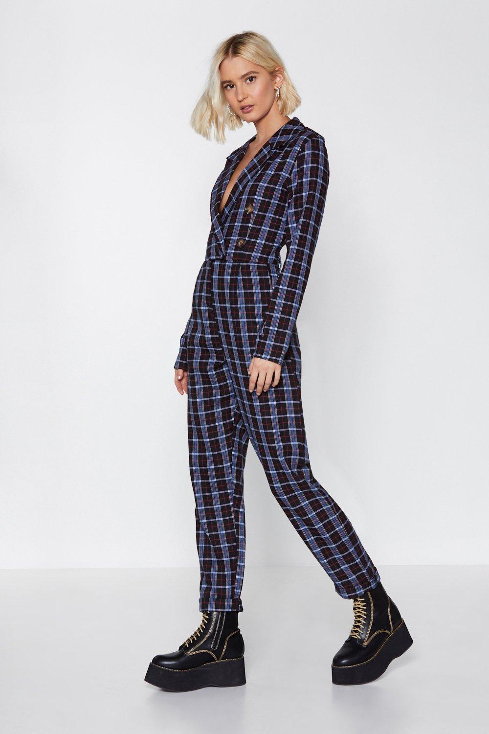 plaid jumpsuit