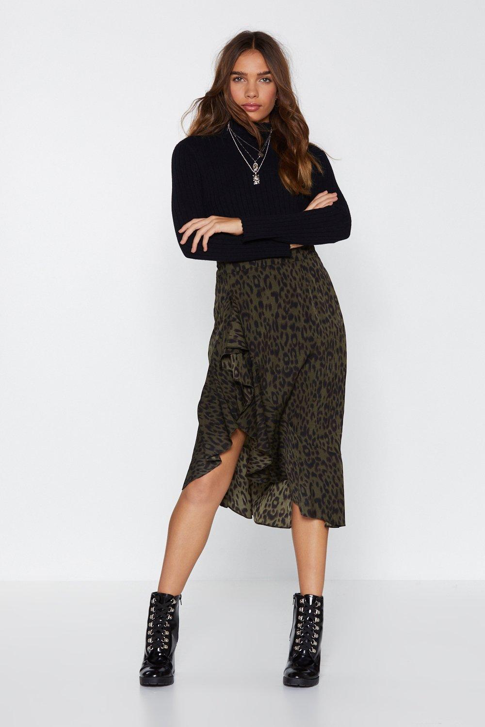 Ally fashion leopard wrap skirt sale