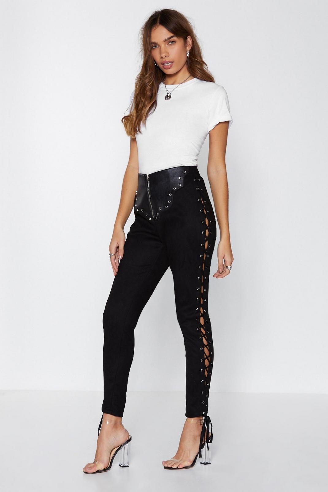 Eyelet Me Know Faux Suede Pants image number 1