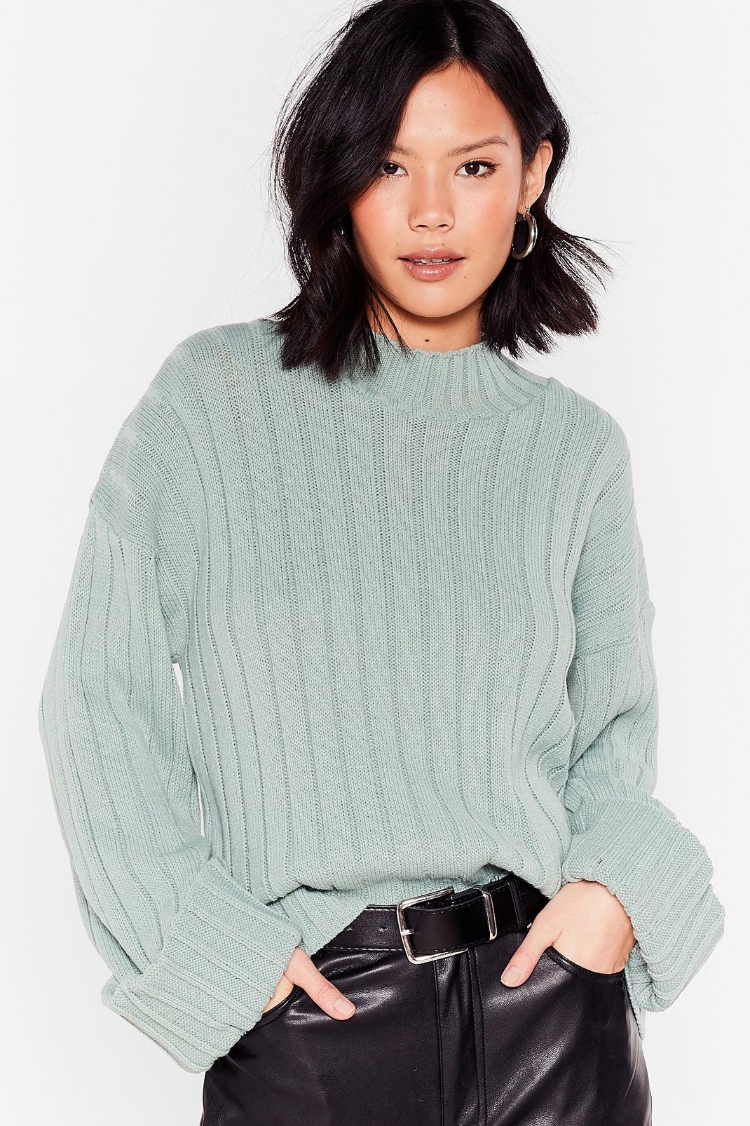 Green Chunky Knit Wide Sleeve Jumper image number 1
