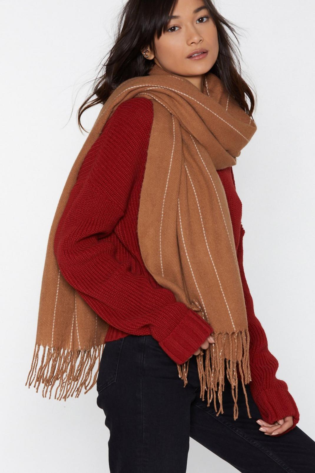 Neat as a Pinstripe Fringe Scarf image number 1