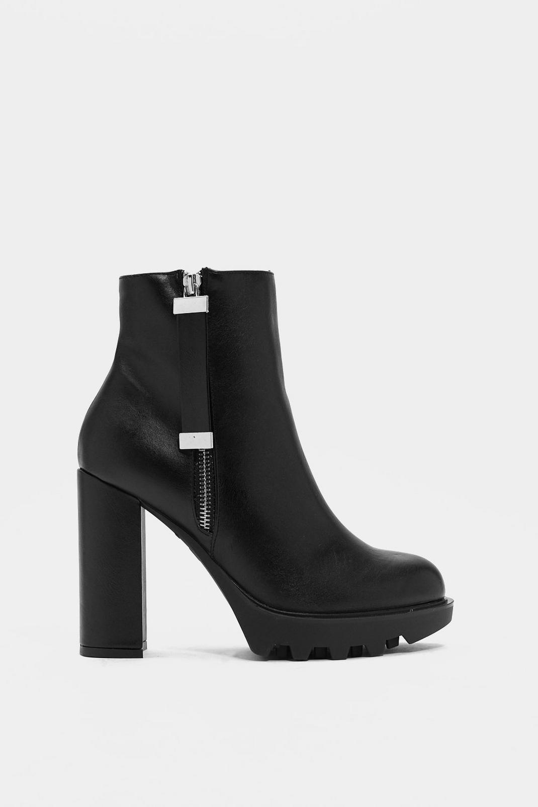 Size Zip Cleated Heeled PU Boot image number 1