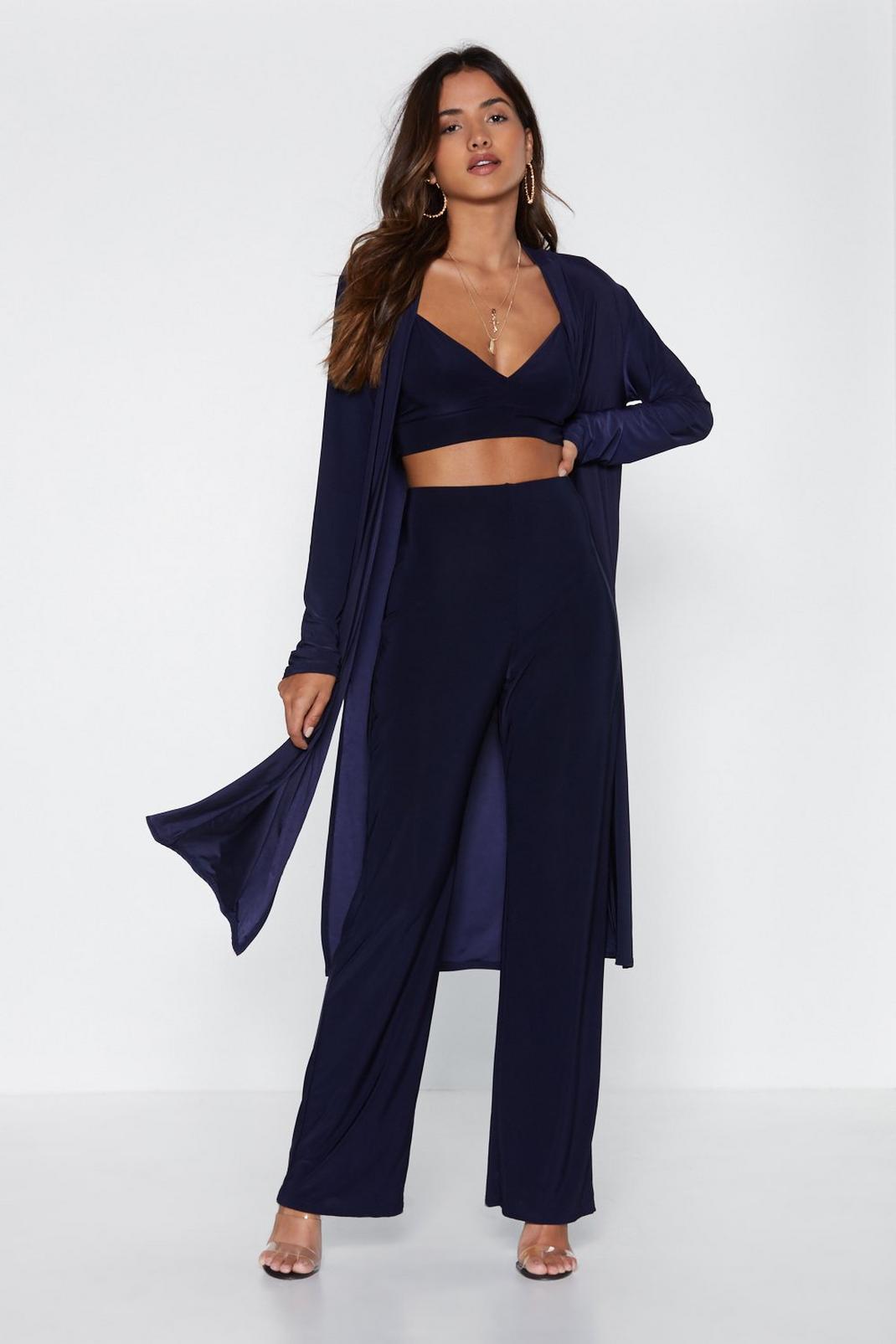 On the Loose 3-Pc Bralette and Wide-Leg Pant Set image number 1