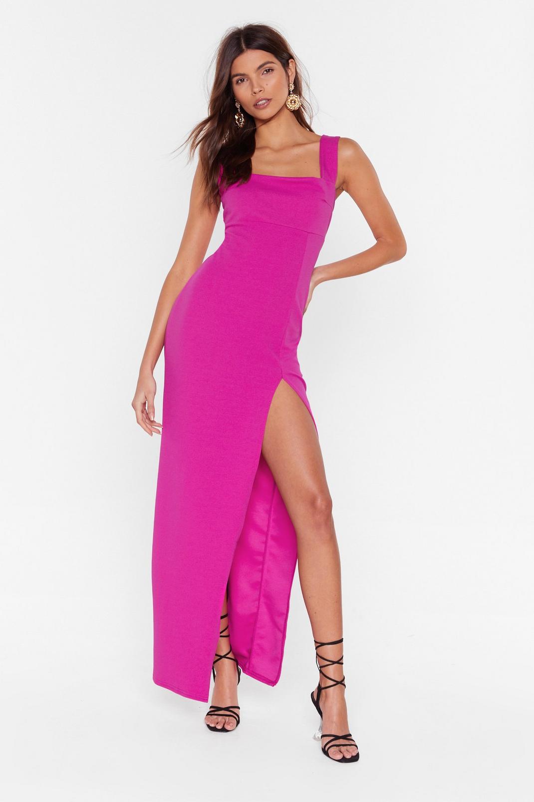 Hot Pink Maxi Dress with Slit at Front image number 1