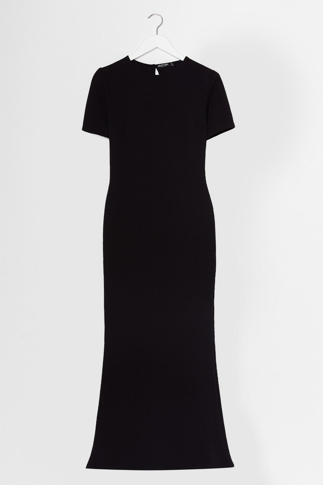 Black Slinky Short Sleeve Bodycon Midi Dress image number 1