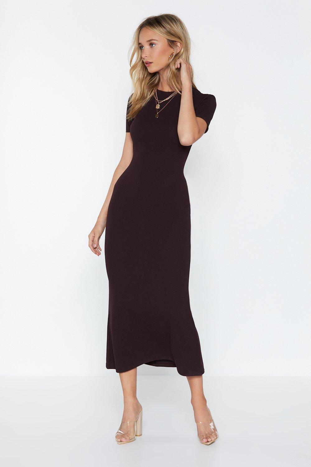 nasty gal black midi dress