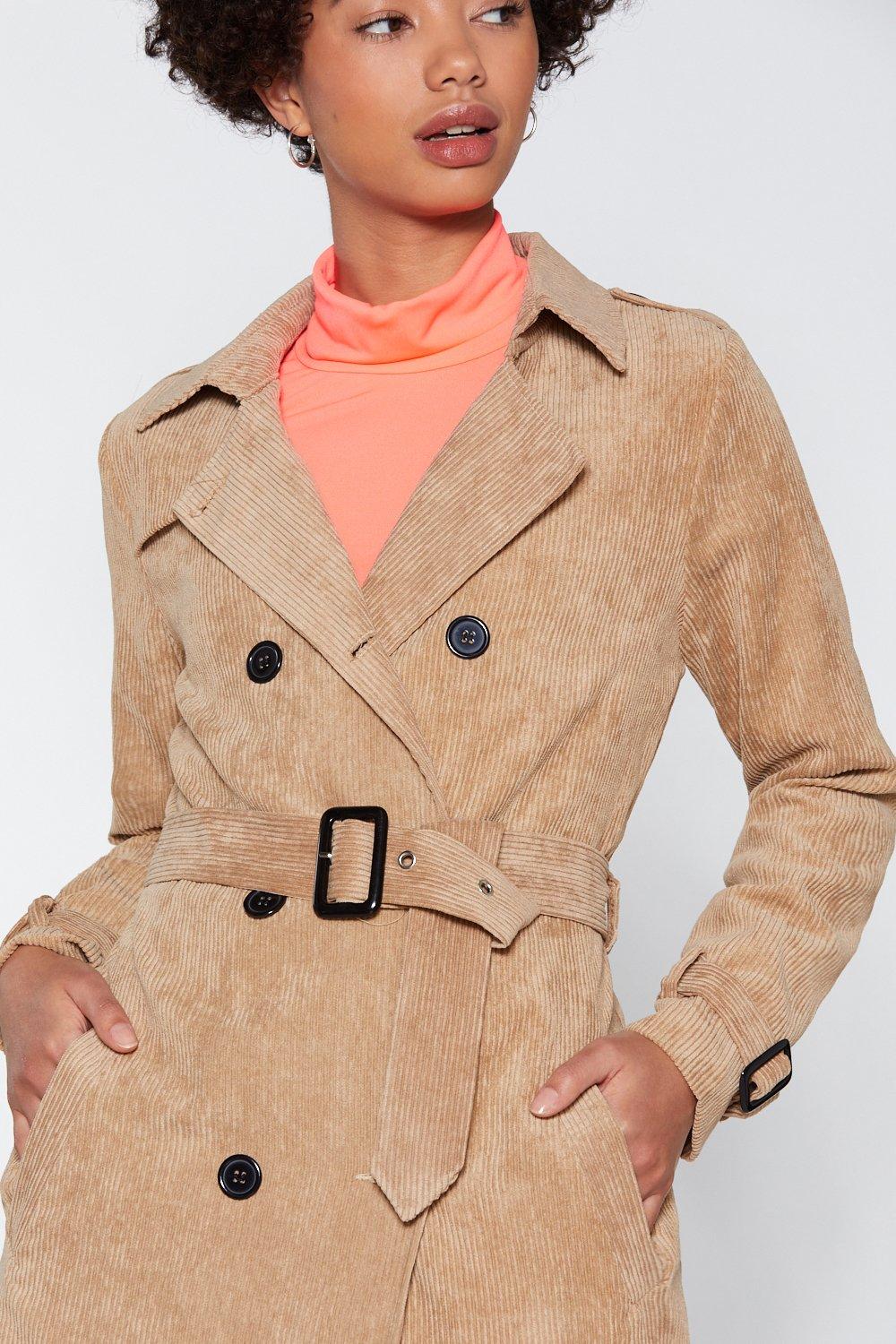 Corduroy trench hotsell coat women's