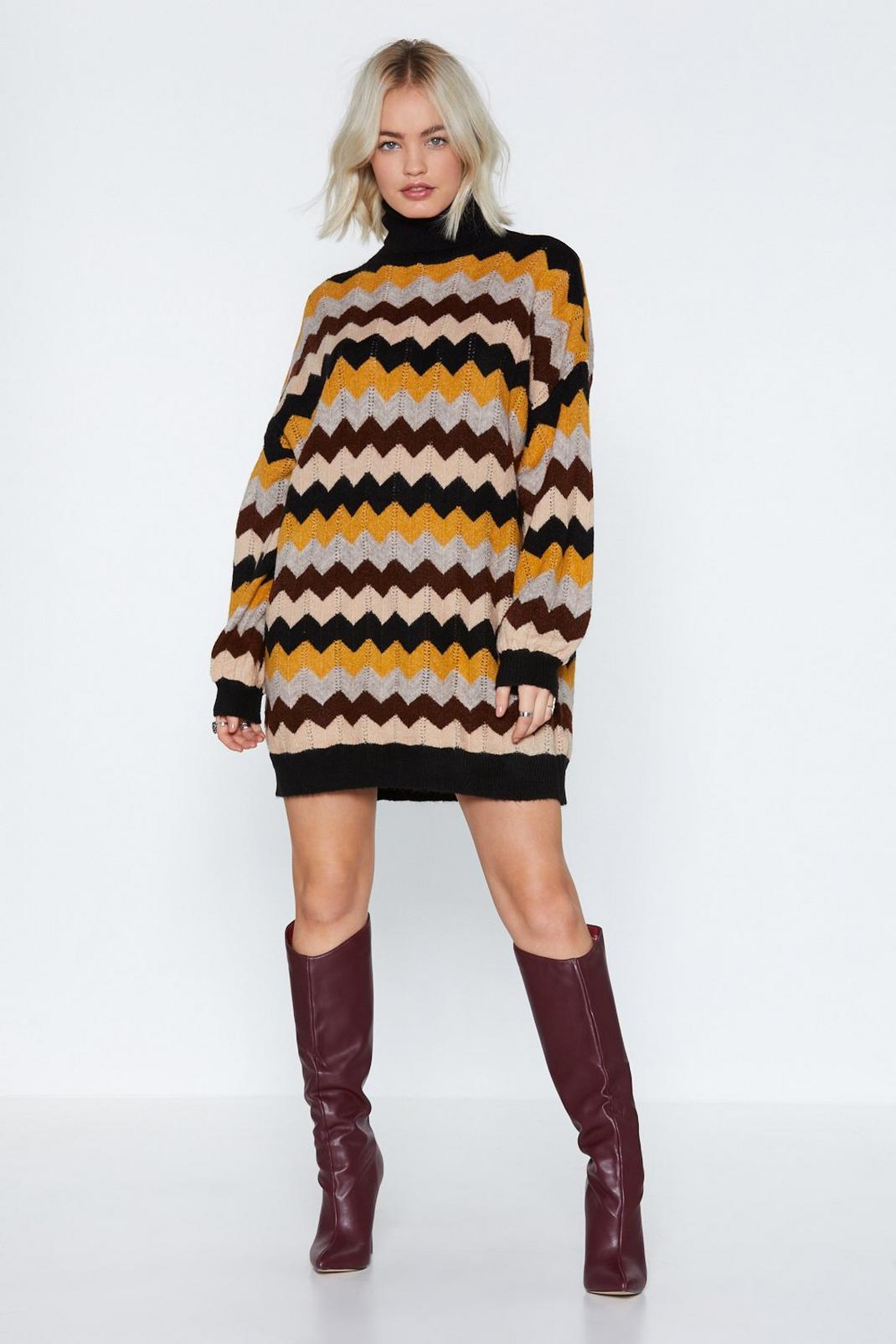 For the Hell of Knit Zig-Zag Sweater Dress image number 1