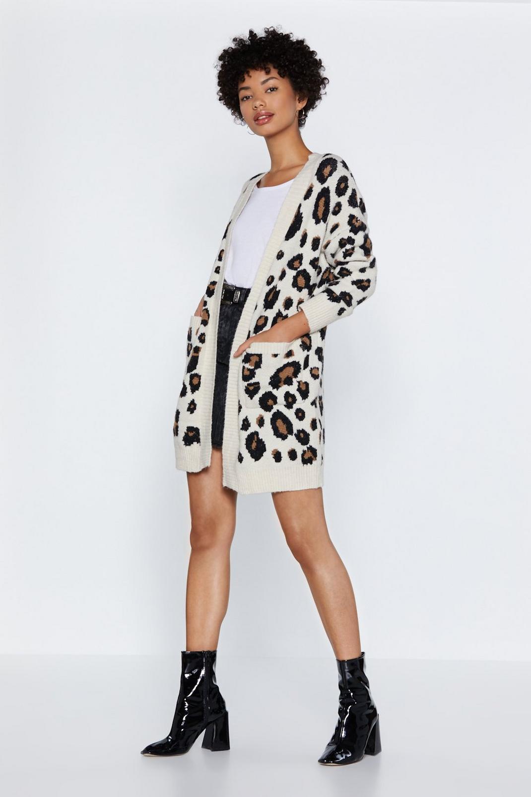 Hear Meow-t Leopard Cardigan image number 1