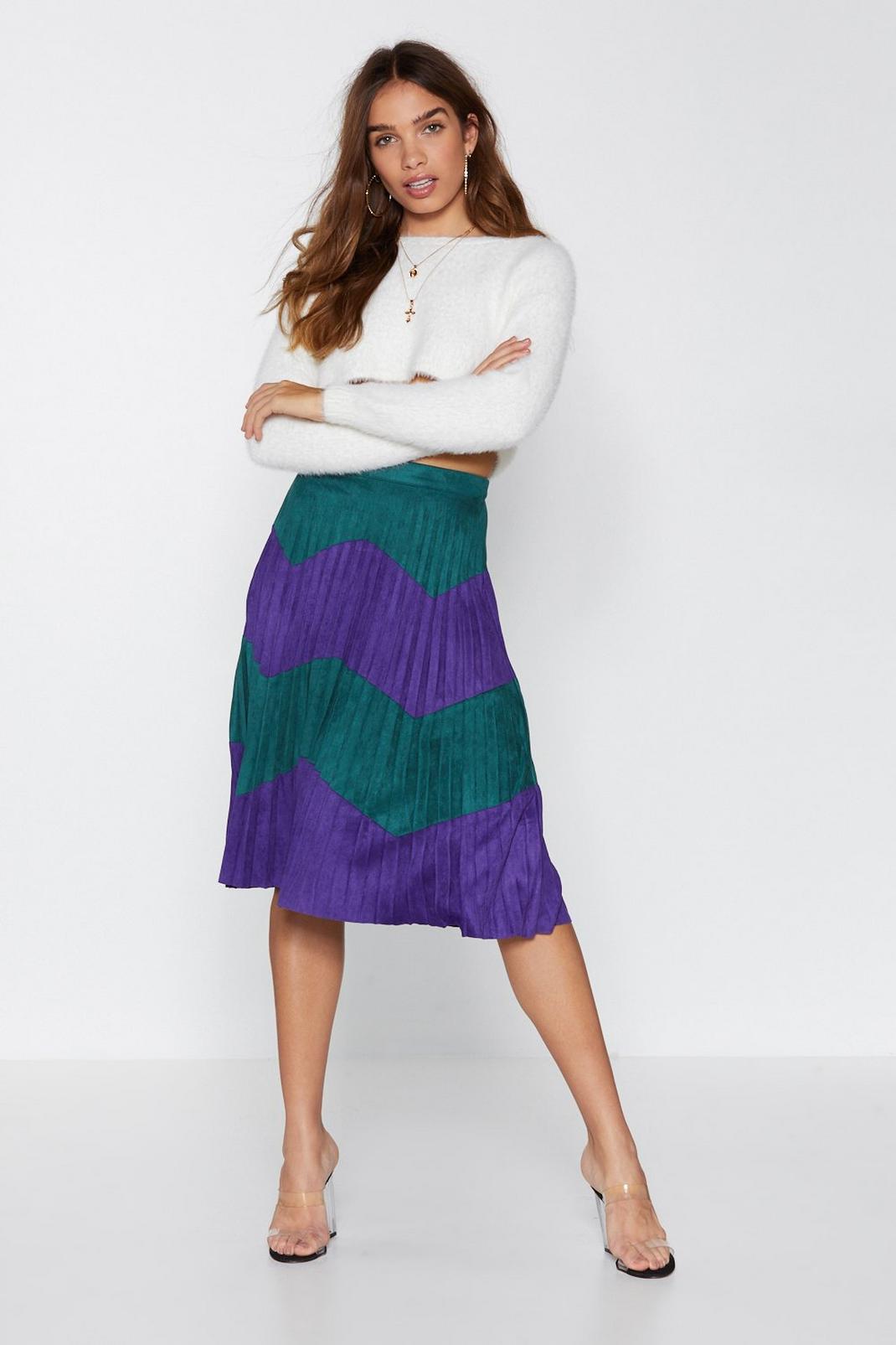 Changing Lanes Faux Suede Midi Skirt image number 1