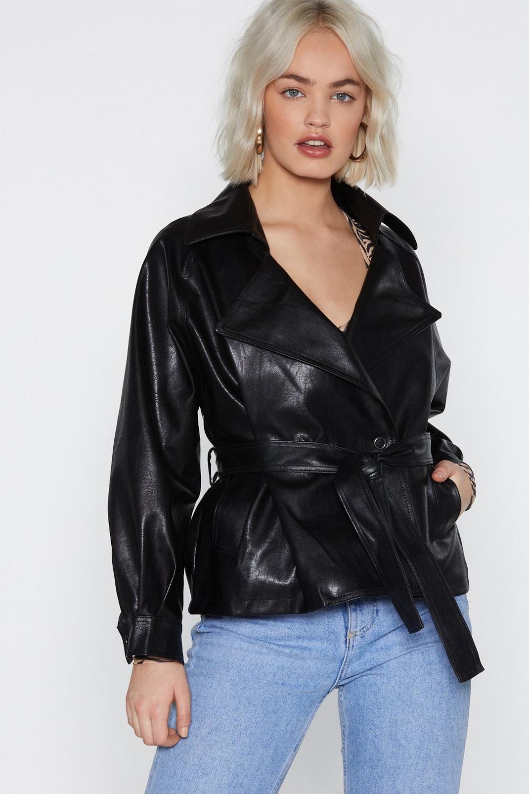 Play the Hand You're Belt Faux Leather Jacket image number 1