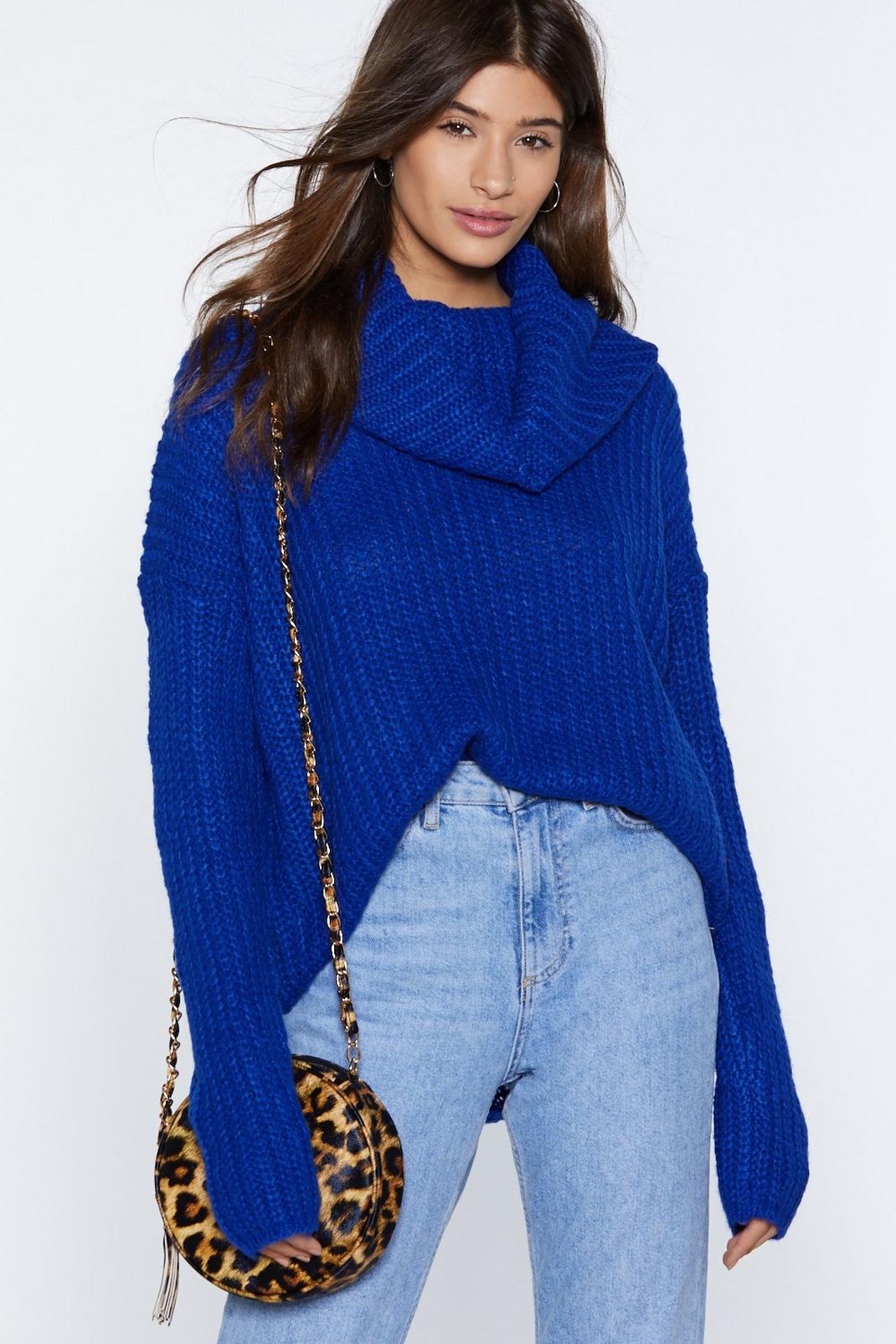 Let's Face Knit Turtleneck Sweater image number 1