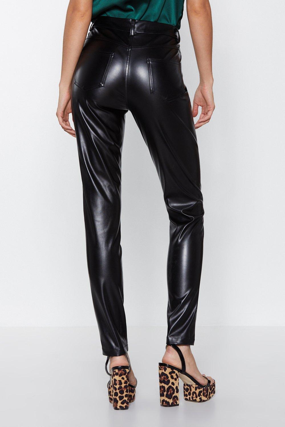 Shine leather deals pants