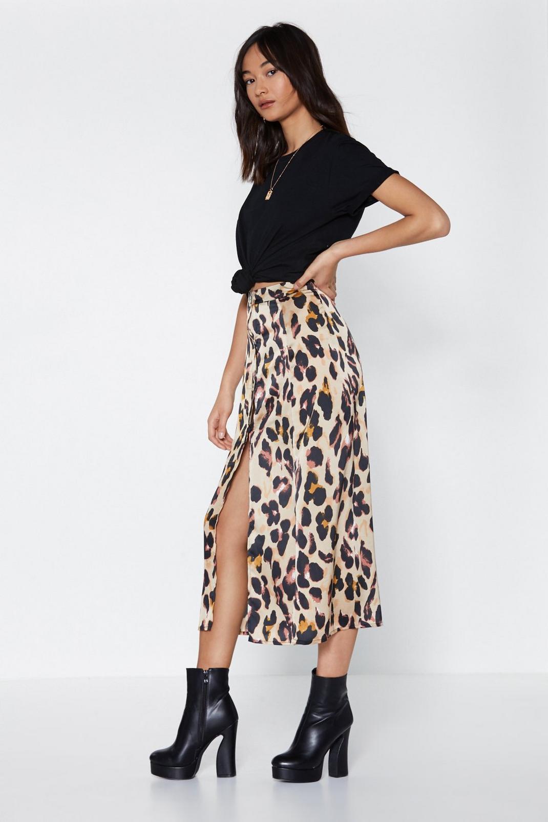 Drive Me Wild Leopard Midi Skirt image number 1