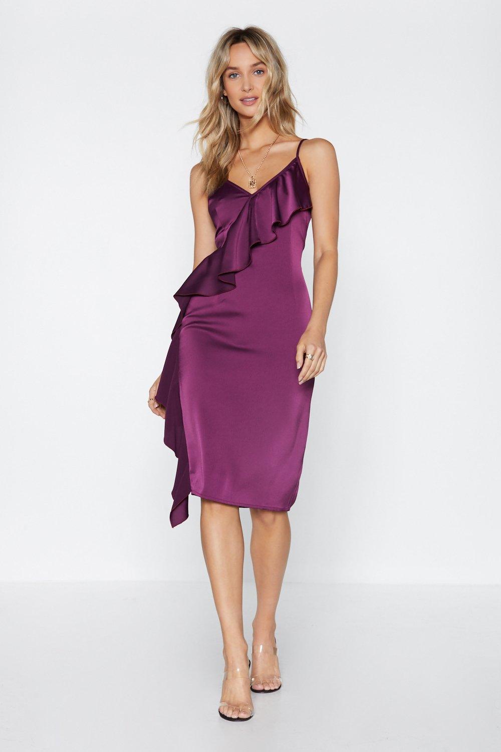ruffle satin dress