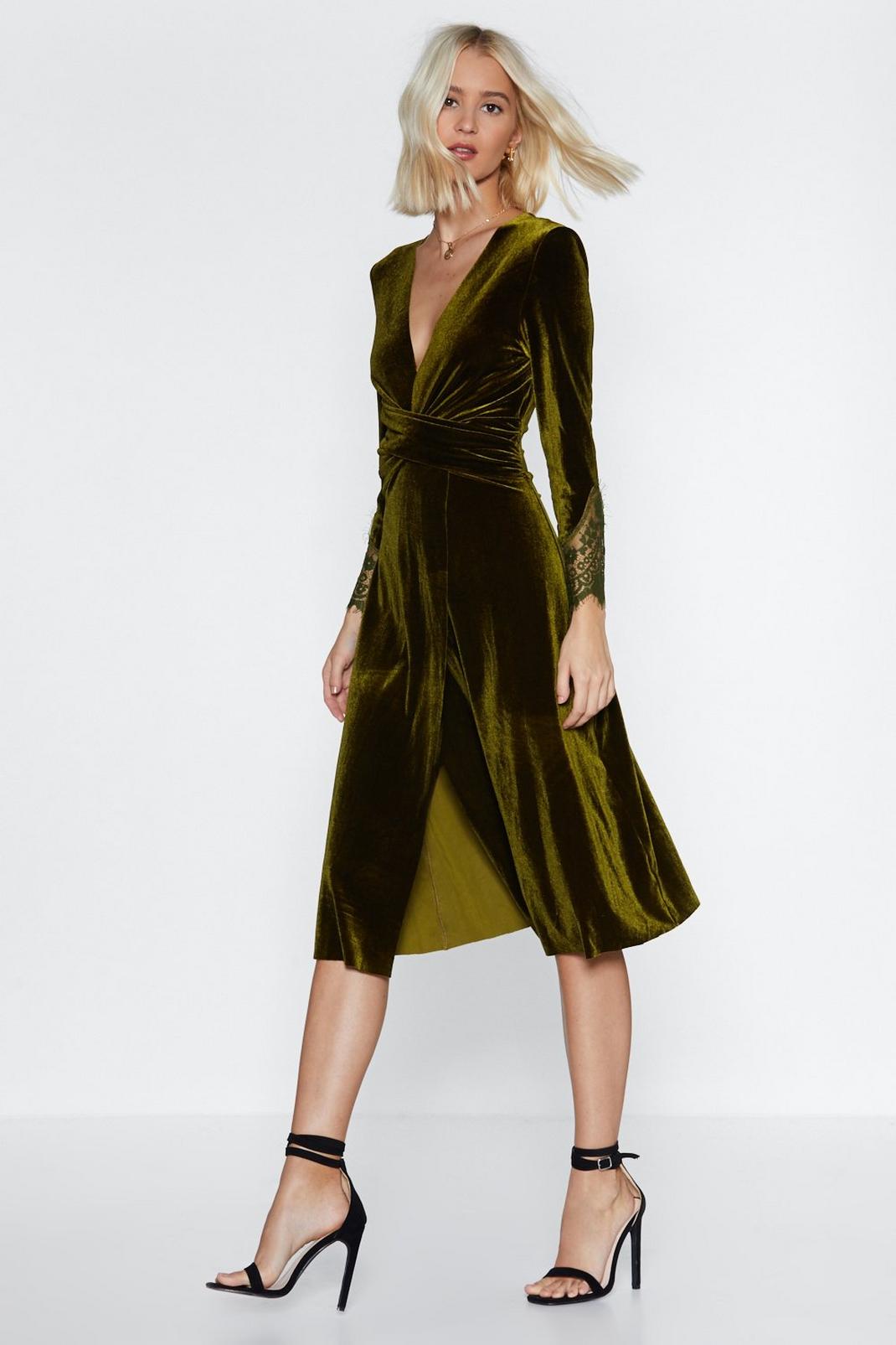 Olive Velvet Dress
