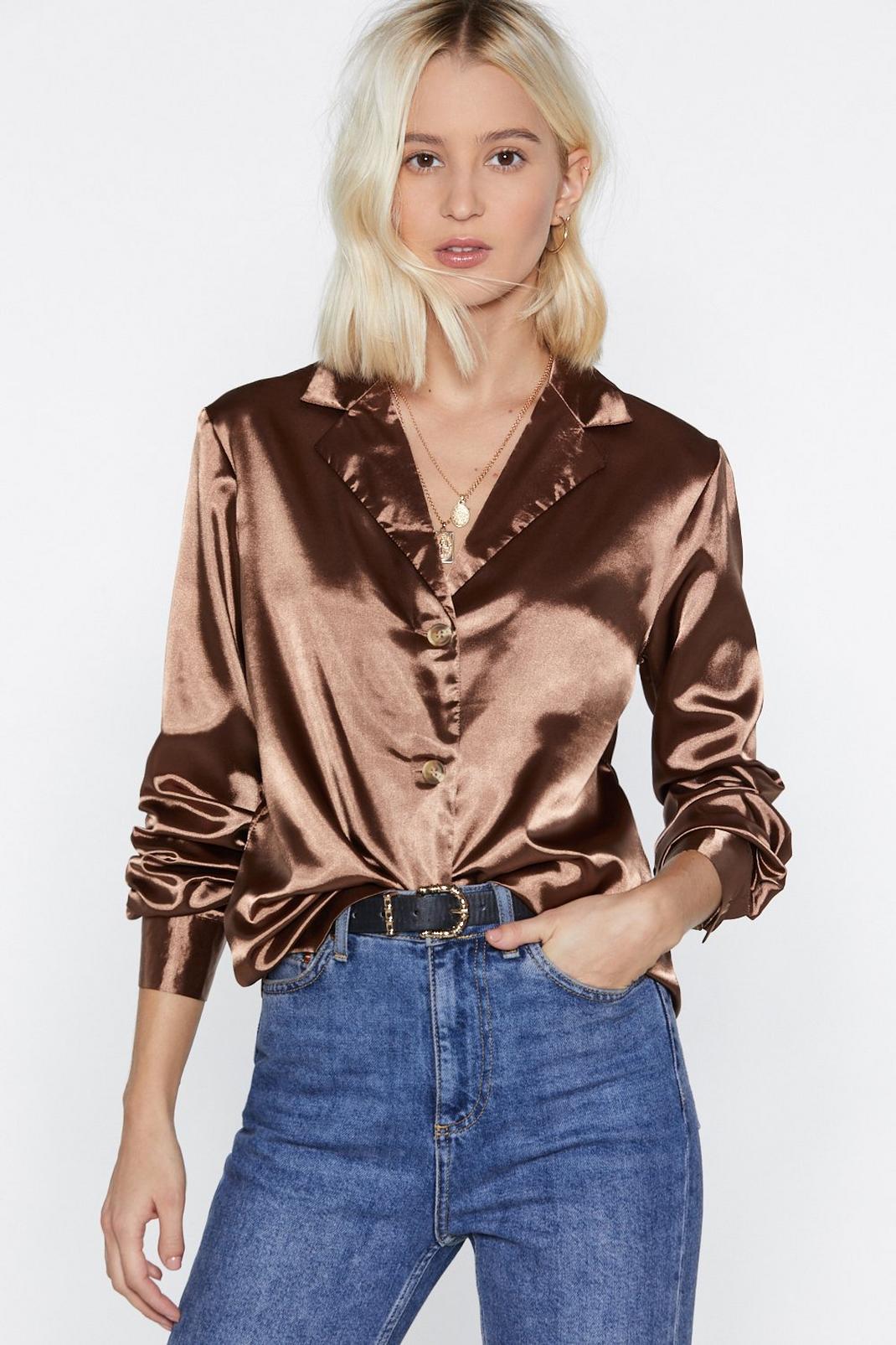 Go All Night Satin Button-Up Top image number 1