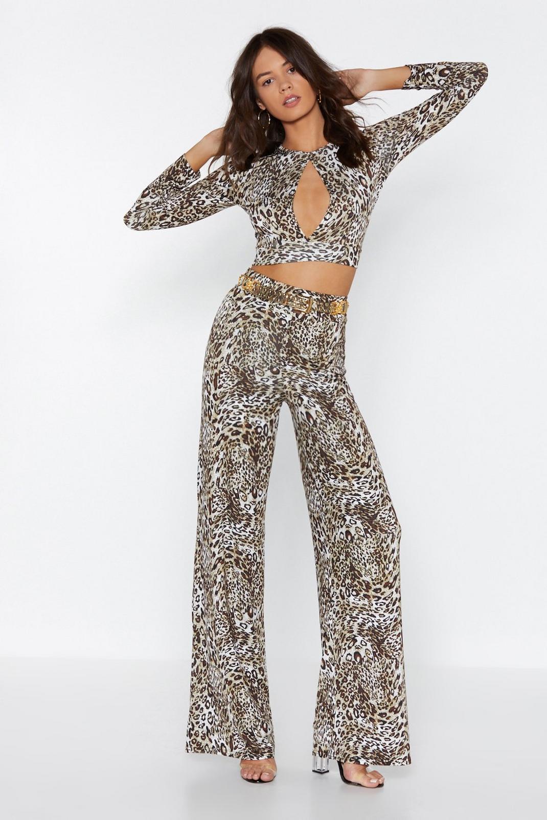 Oh My God Leopard Top and Wide-Leg Pants Set image number 1