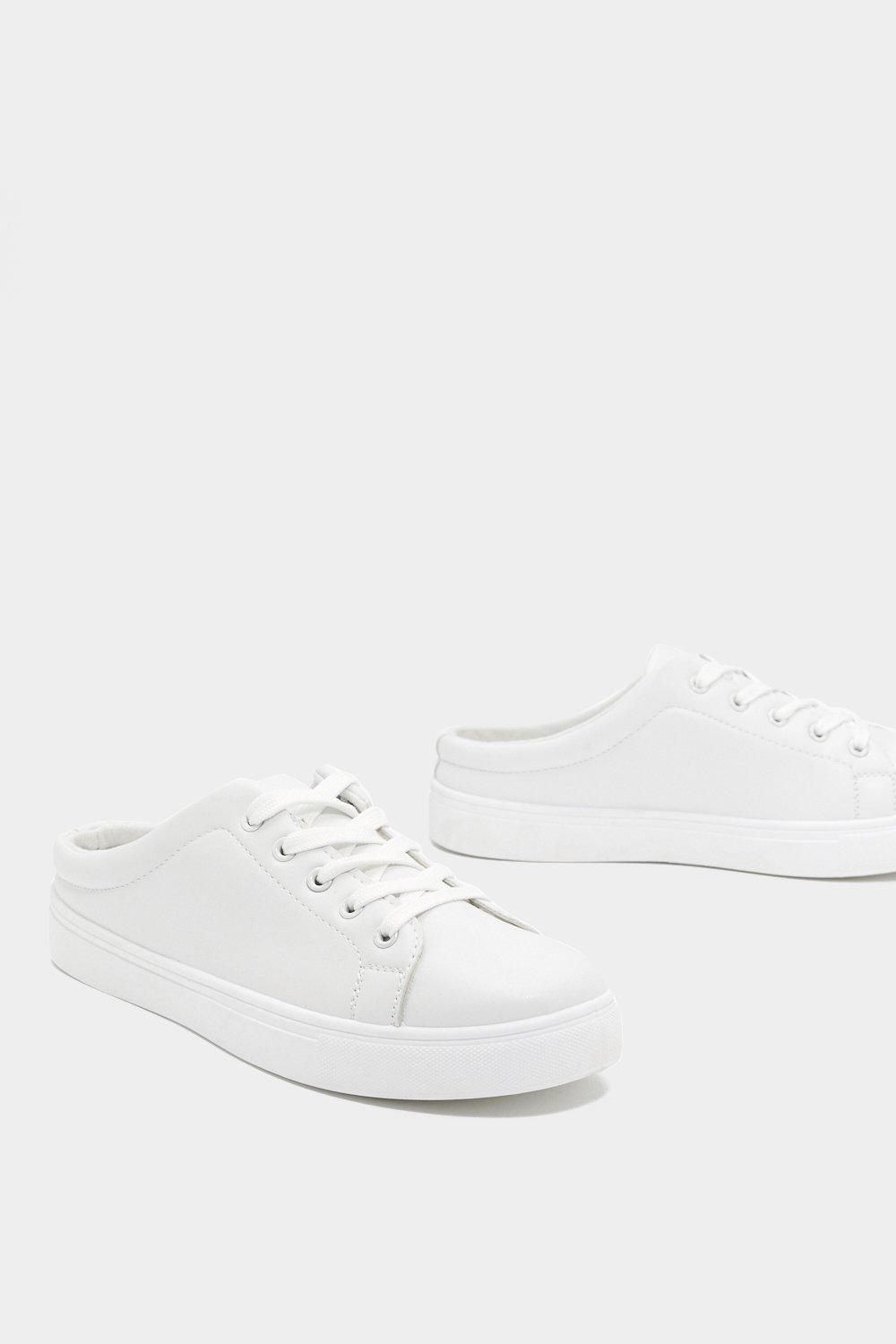 Backless white sneakers clearance