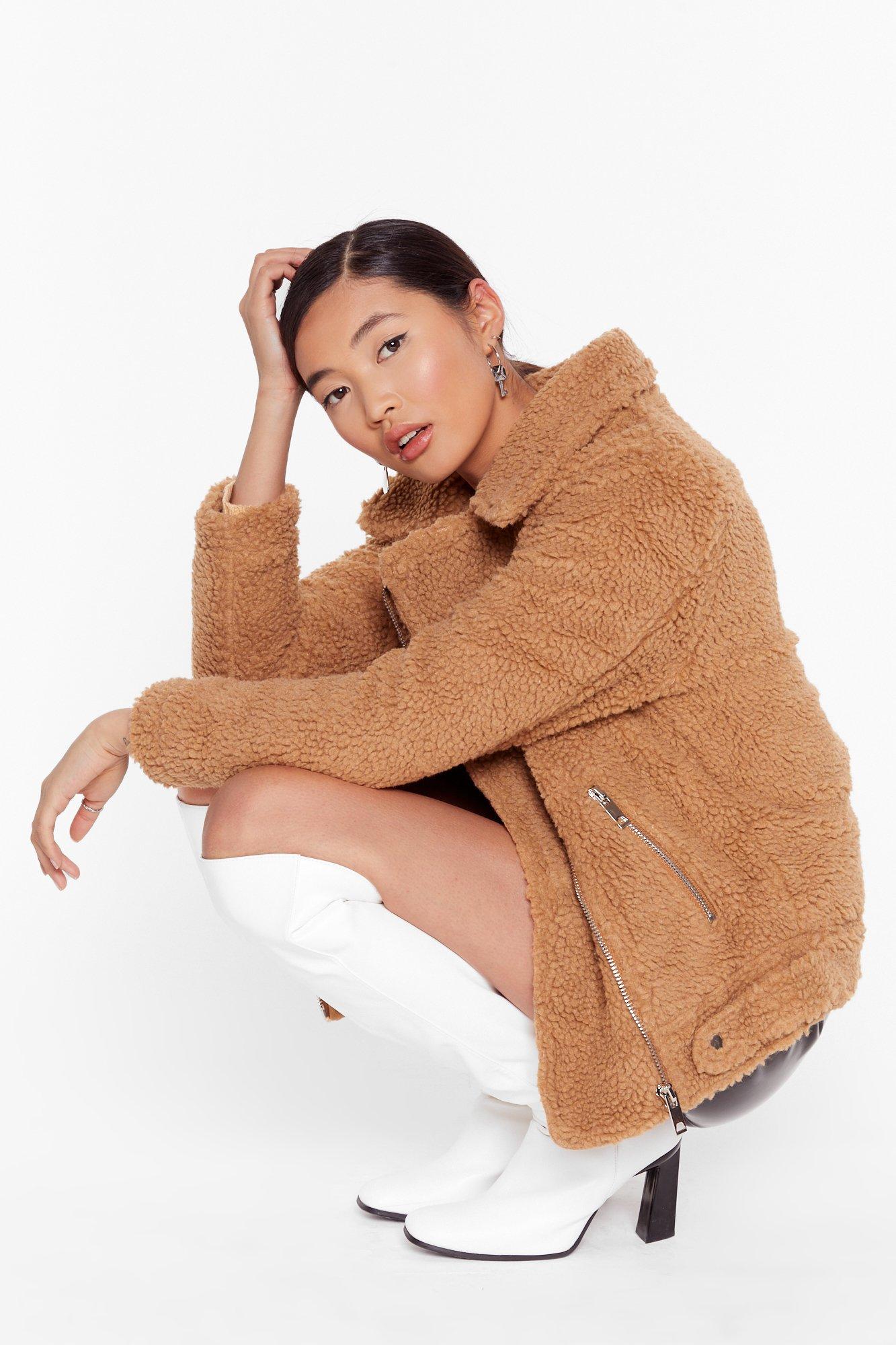 Faux Fur Zip Teddy Coat Nasty Gal