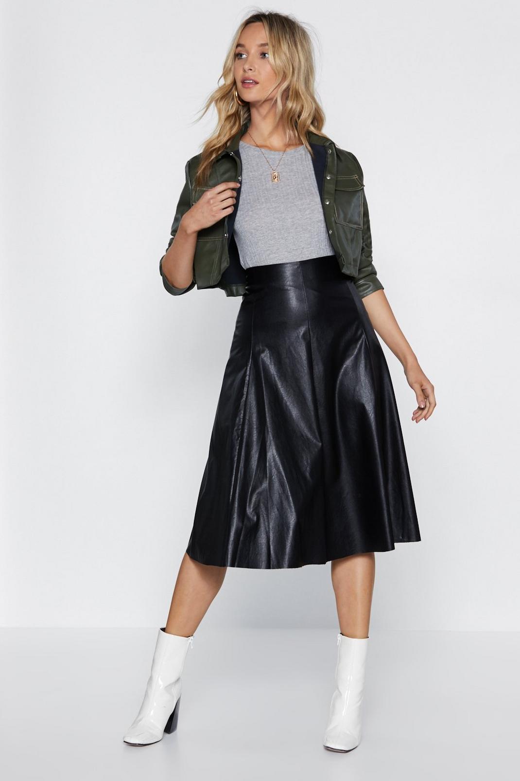 No Midi Ground Faux Leather Skirt image number 1