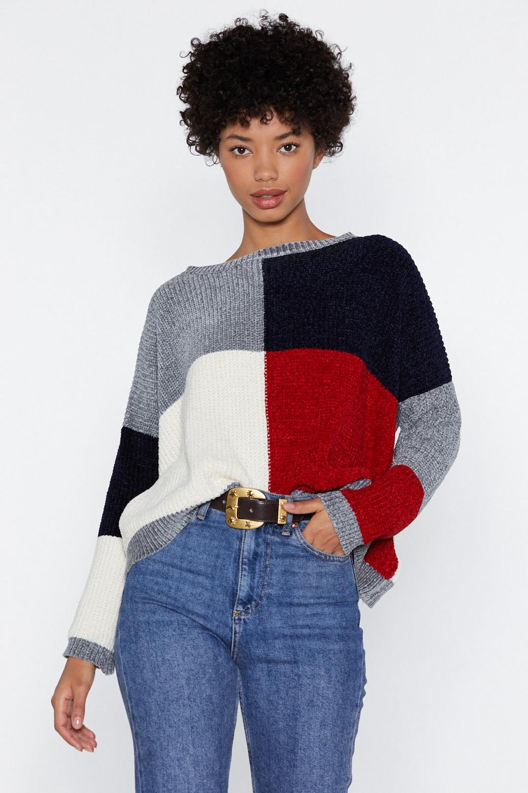 You've Been Color Block-ed Chenille Sweater image number 1