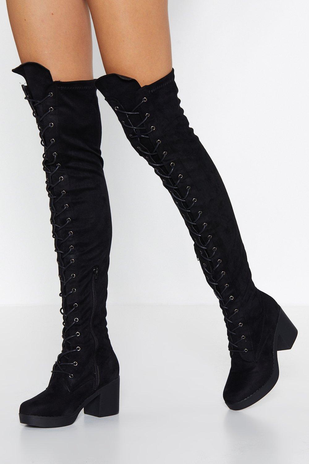 over the knee boots heel