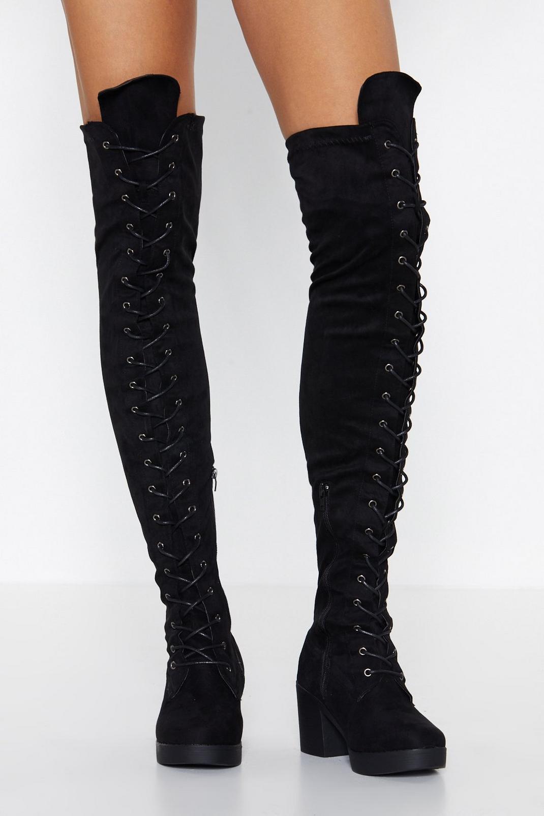 Lace Up Over the Knee Boots Nasty Gal