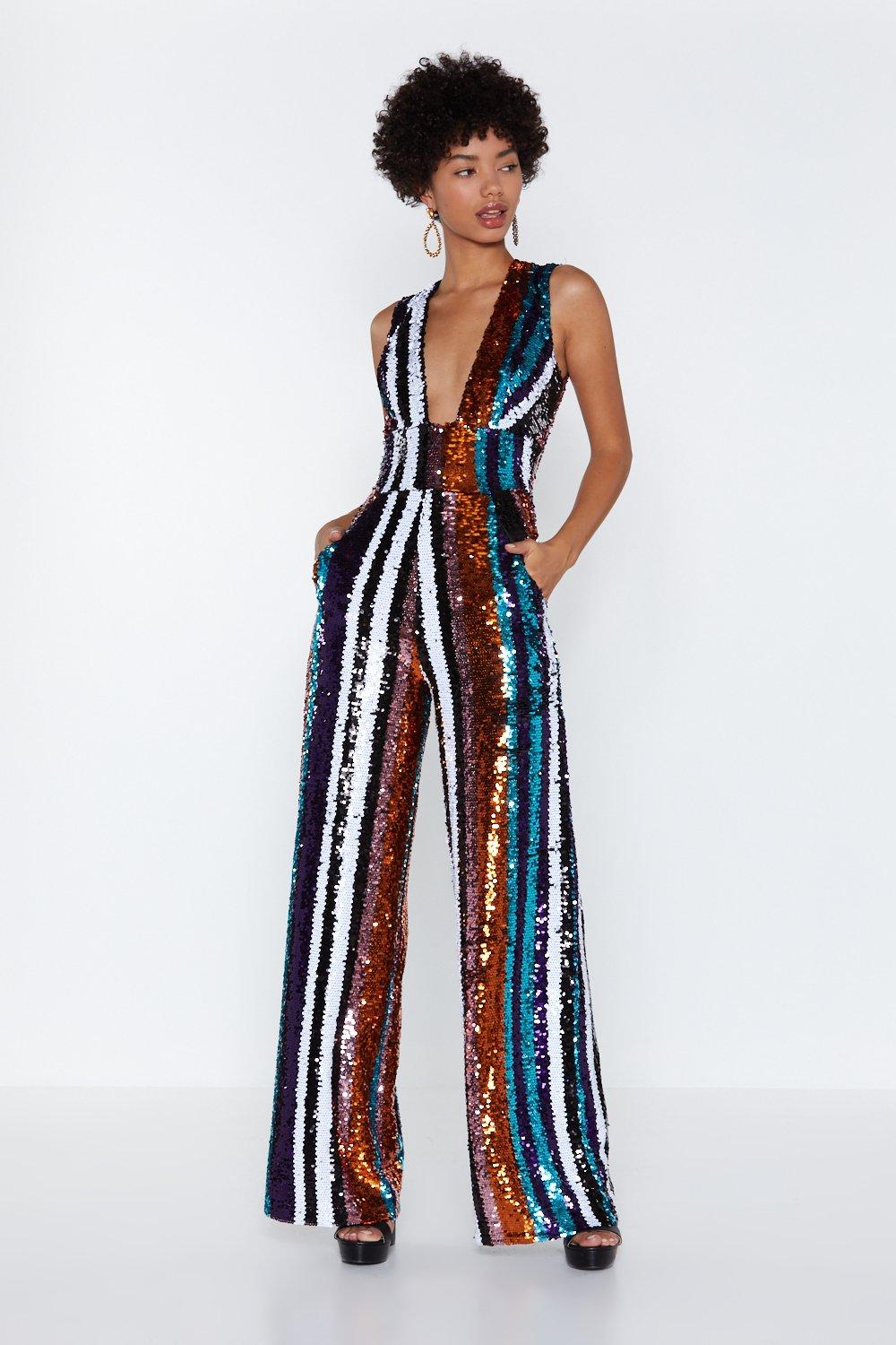 Multi coloured hot sale sequin jumpsuit