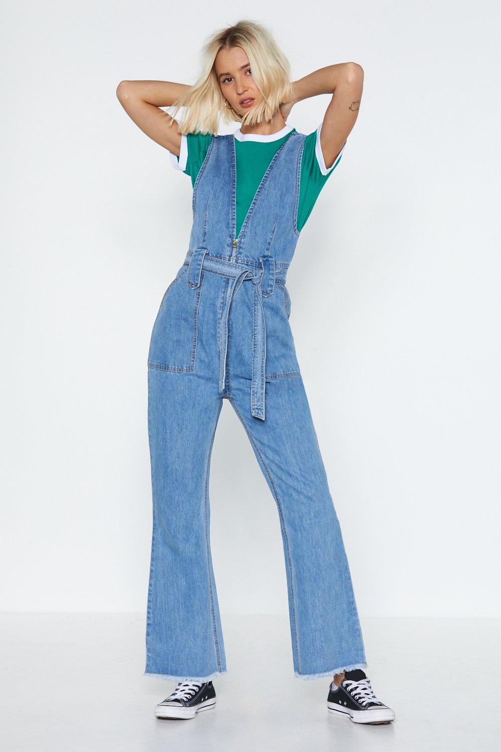 sleeveless denim boiler suit