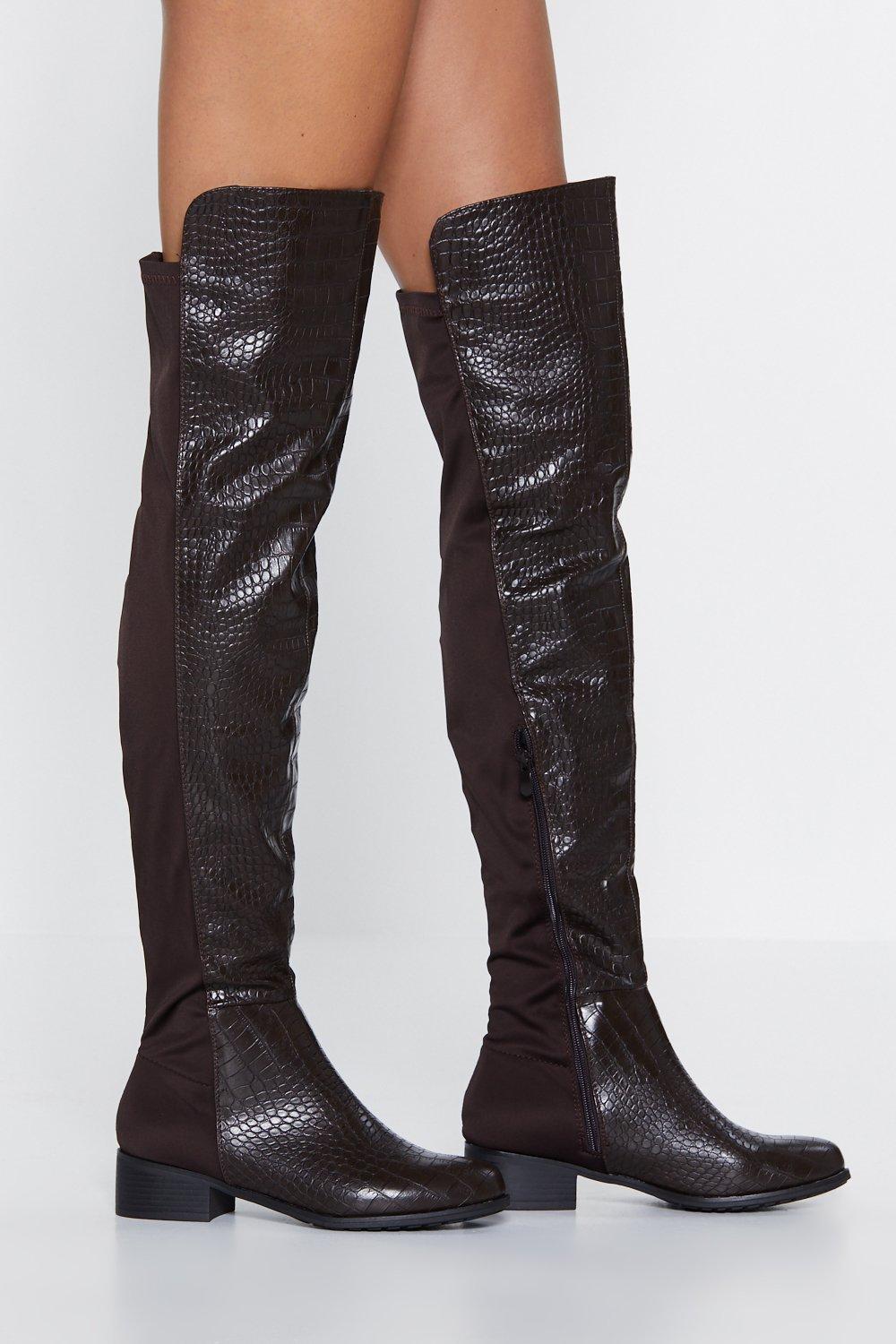 low block heel over the knee boots